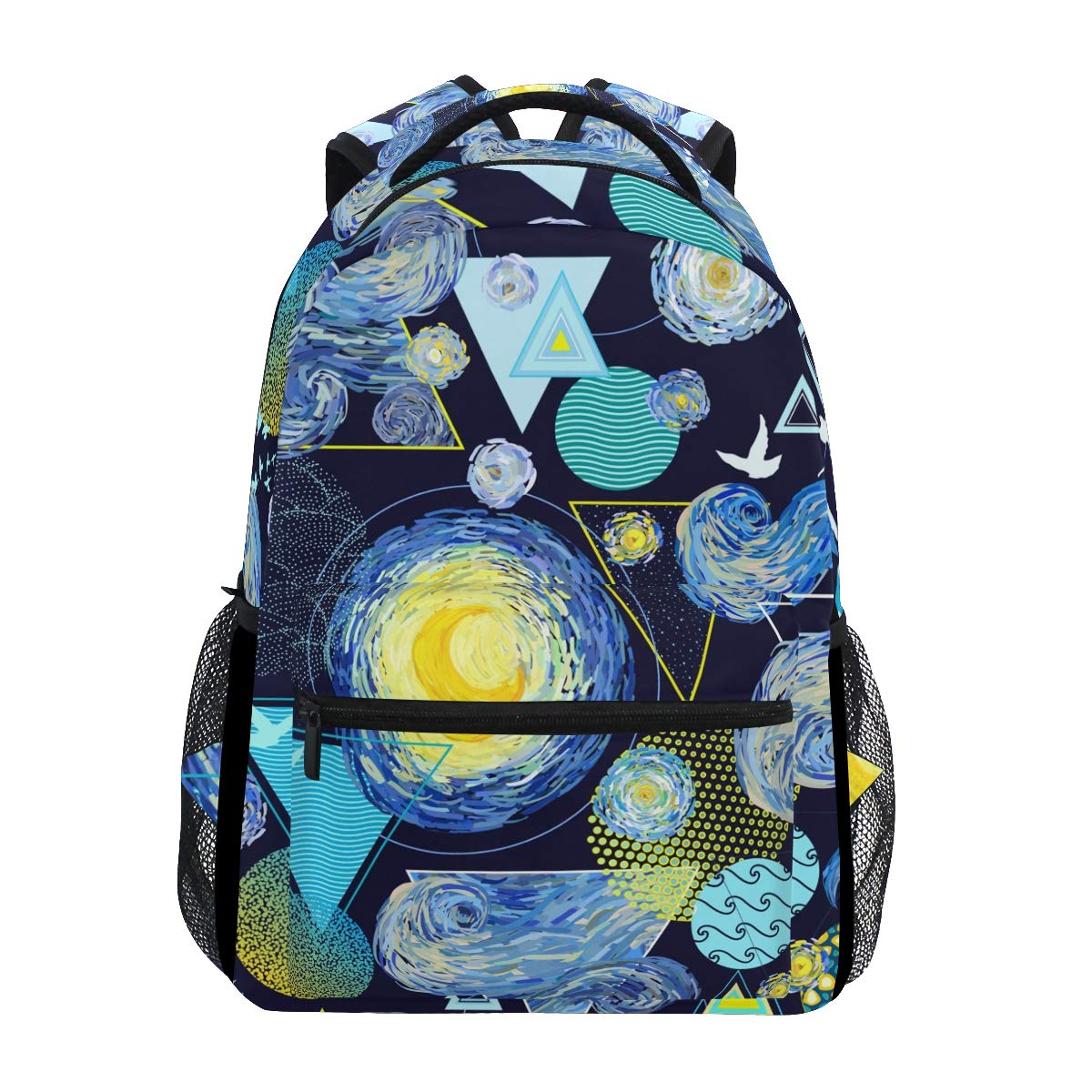 ALAZA Van Gogh Starry Night Sky Painting Geometric Pigeon Bird Large Backpack - 15.6 Inch Laptop Bag with Multiple Pockets for Travel, School & Work - Stylish Unisex Tablet & iPad Carrier for Students & Professionals