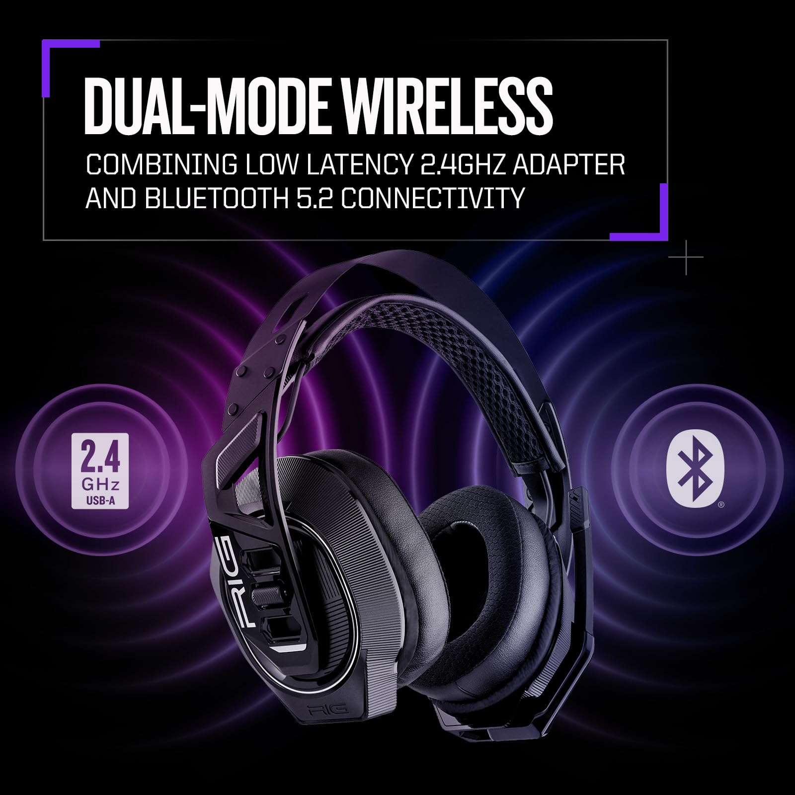 RIG 900 MAX Universal Dual Wireless Gaming Headset with Bluetooth 5.2 for Xbox, PlayStation, PC - Multi-Function Charging Dock - 60H Battery Life - Dolby Atmos 3D Sound - Perfect for Competitive Gaming, Streaming & Home Entertainment