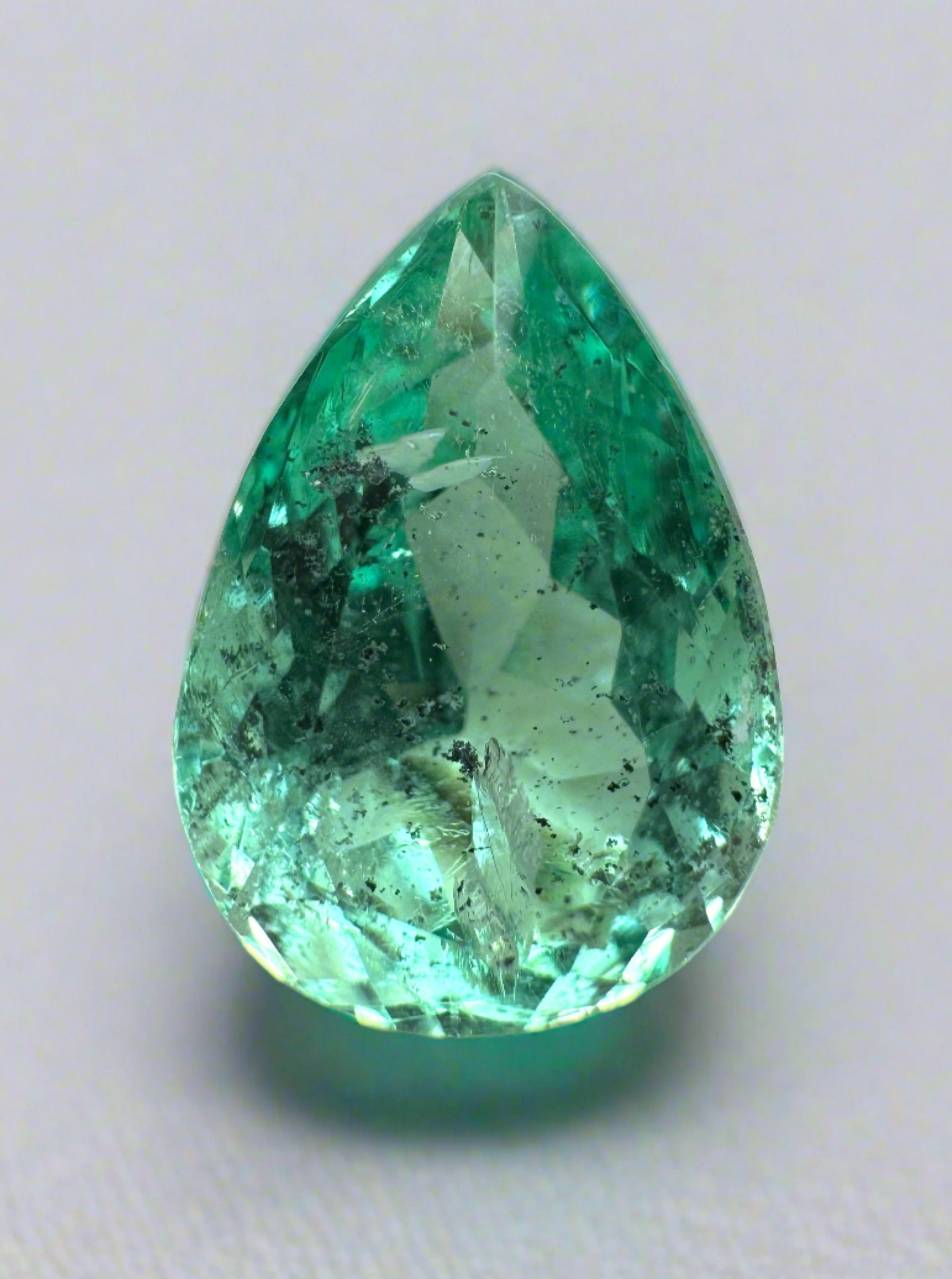 5.20 Carat 14x10mm Natural Loose Colombian Emerald Pear Cut Gemstone - Vivid Green with Unique Inclusions for Jewelry Making, Engagement Rings & Collector's Items