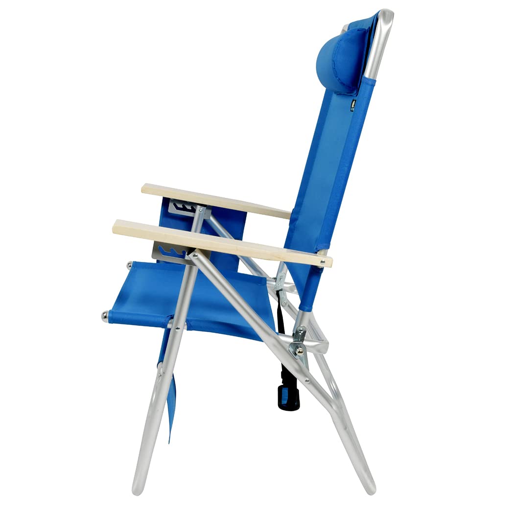 17 Inch Tall Beach Chair for Adults - 4 Reclining Positions & Elevated Design - Perfect for Beach, Poolside, Camping & Outdoor Relaxation