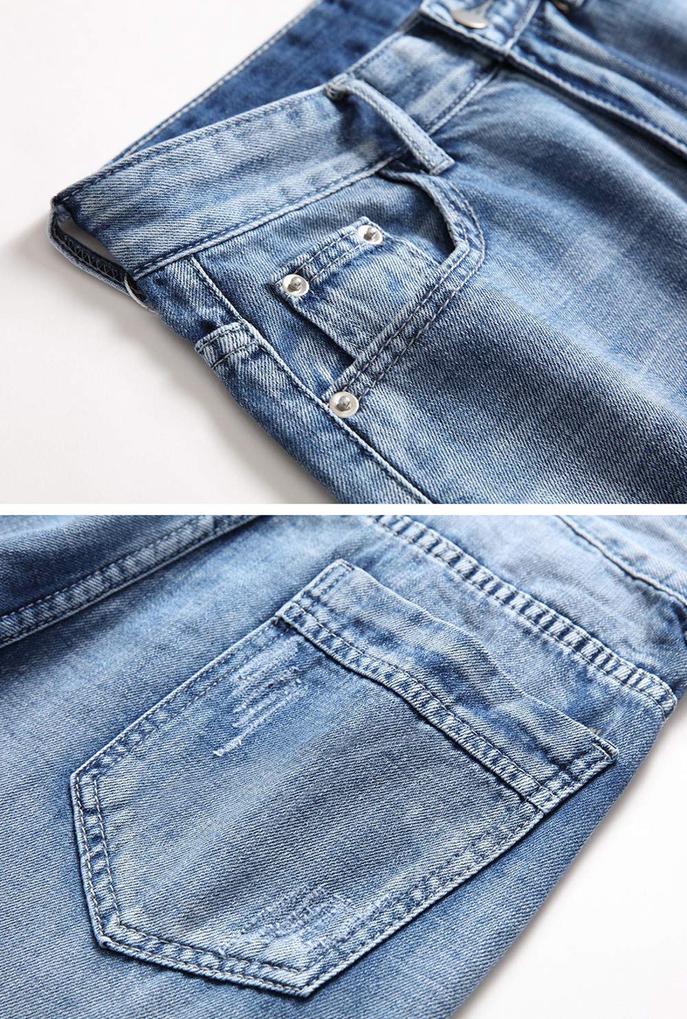 Men's Ripped Denim Shorts - Straight Leg Casual Jean Shorts for Summer | Perfect for Beach, Travel & Streetwear Fashion