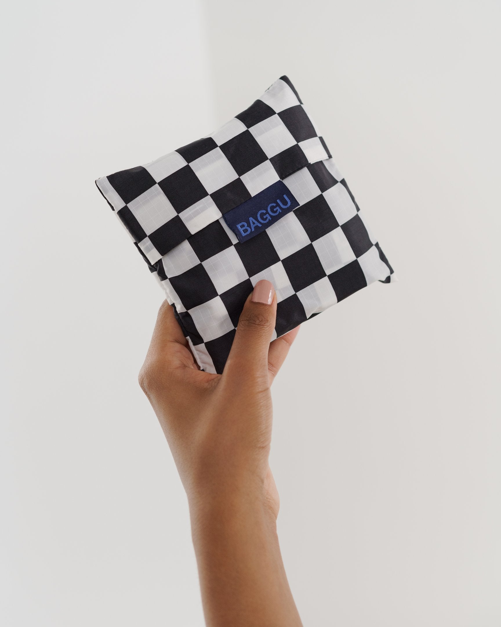 Baggu Standard Reusable Shopping Bag - Black Checkerboard Print | Eco-Friendly Grocery Tote for Shopping, Travel & Daily Use