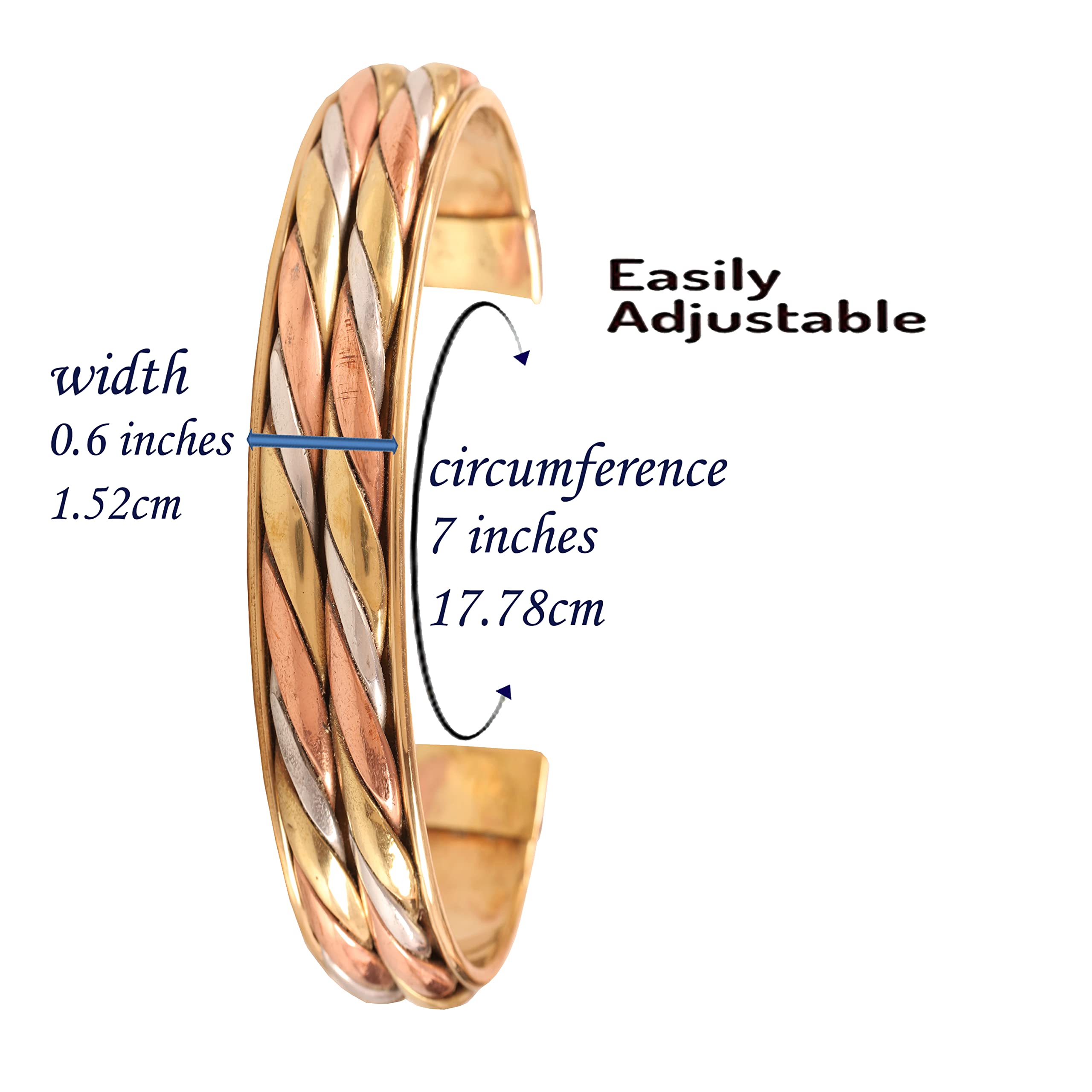 Authentic Tibetan Style Touchstone Copper Bracelet - Hand Forged Solid High Gauge Copper Cuff Jewelry for Women & Men - Multiple Design Options - Perfect for Meditation, Yoga & Spiritual Healing