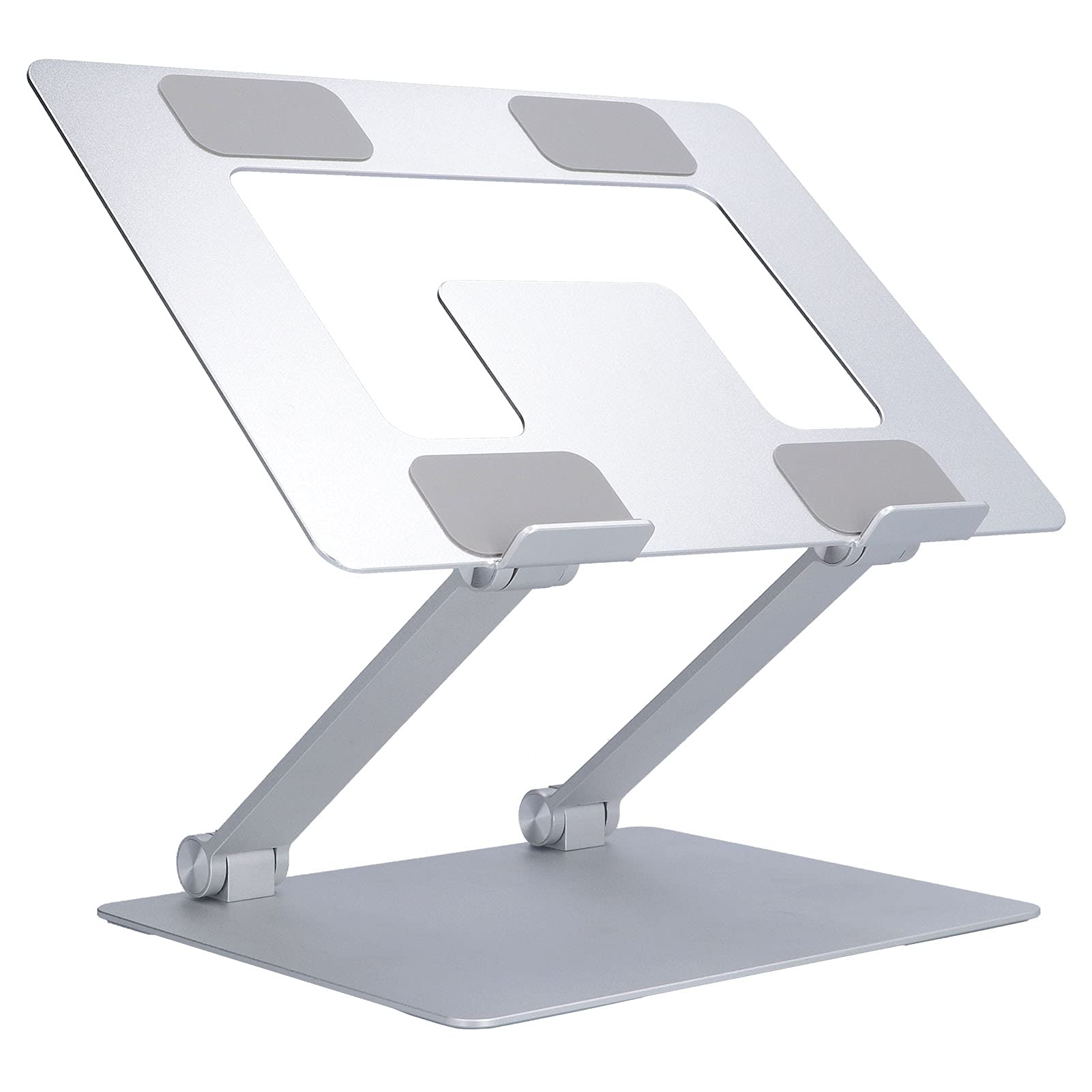 EBTOOLS Aluminum Alloy Laptop Stand - Adjustable & Foldable Computer Riser for 10-18 Inch Notebooks (Silver) | Portable Ergonomic Desk Accessory for Home Office, Gaming & Travel Use