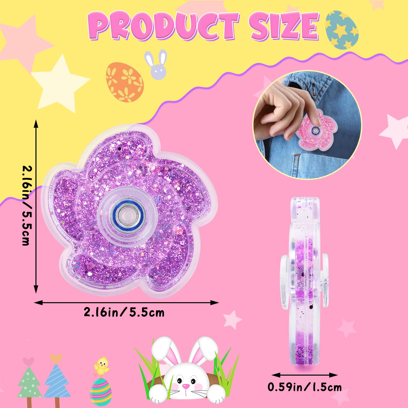3Pcs Fidget Spinner Toys for Adults & Kids - Stress Relief Sensory Toys for Anxiety, ADHD, Autism - Portable Desk Toys & Party Favors - Perfect for Classroom Prizes, Easter Gifts, Office Stress Relief and Travel Entertainment