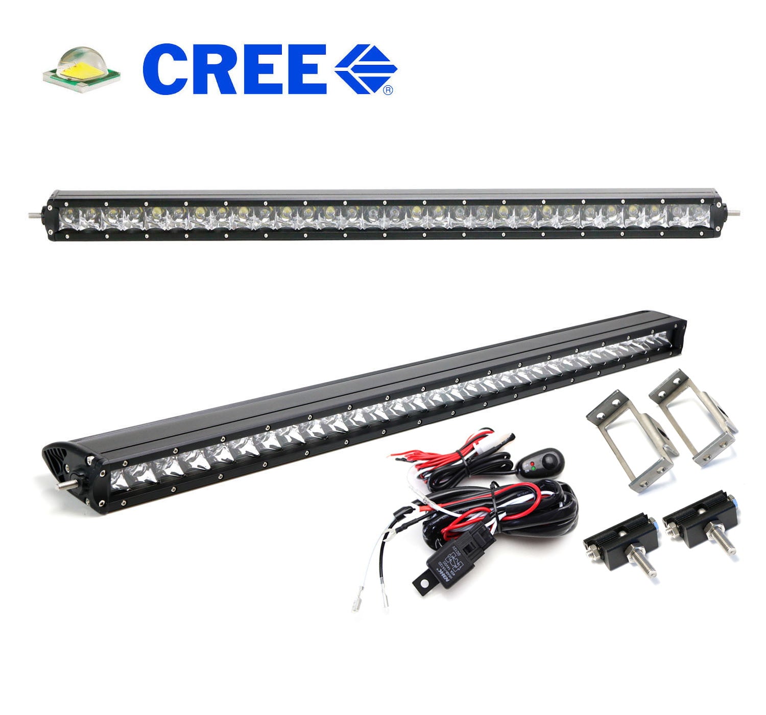 150W 30-Inch LED Light Bar with Behind Grille Mount Bracket & Wiring Kit - Compatible with 2011-2016 Ford F250 F350 Super Duty Trucks - Perfect for Off-Roading, Camping & Night Driving