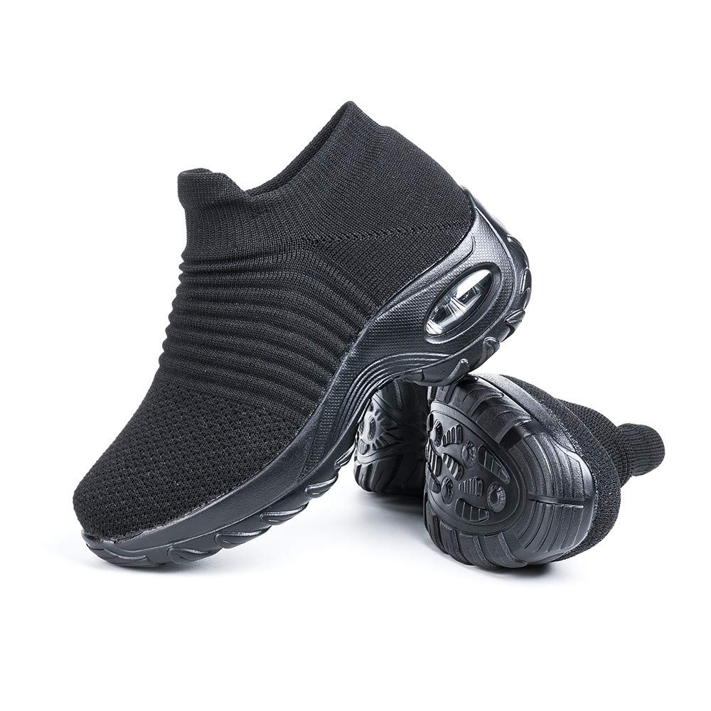 Hitmars Women's Running Shoes - Lightweight Mesh Sneakers with Air Cushion for Walking, Gym & Sports | Comfortable Knit Design in Black, Blue, Grey, Pink, White | UK Sizes 3-9 | Perfect for Casual Wear, Jogging & Workouts
