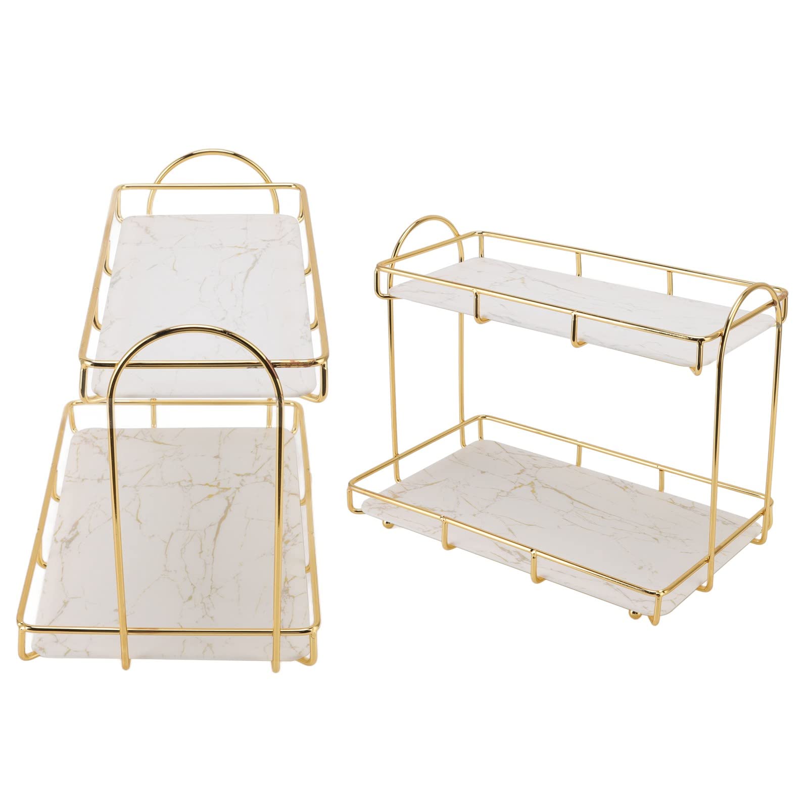 2-Tier Large Golden Cosmetic Storage Organizer for Makeup, Skincare & Beauty Products - Perfect for Bathroom, Bedroom & Vanity Organization