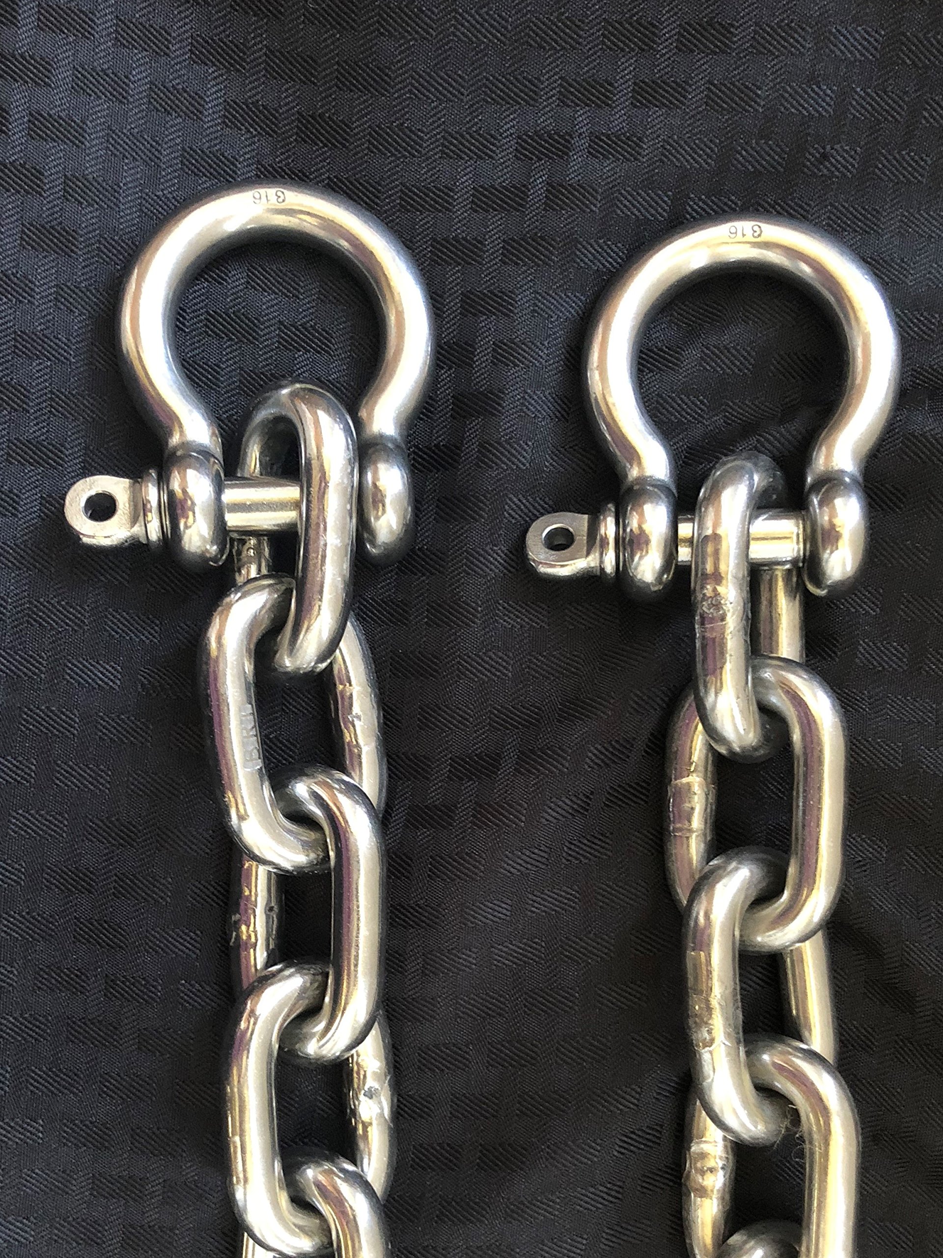 316 Stainless Steel Anchor Chain 13mm (1/2 Inch) x 6 Feet with Shackles - Marine Grade Boat Mooring for Yachts, Sailboats & Docking