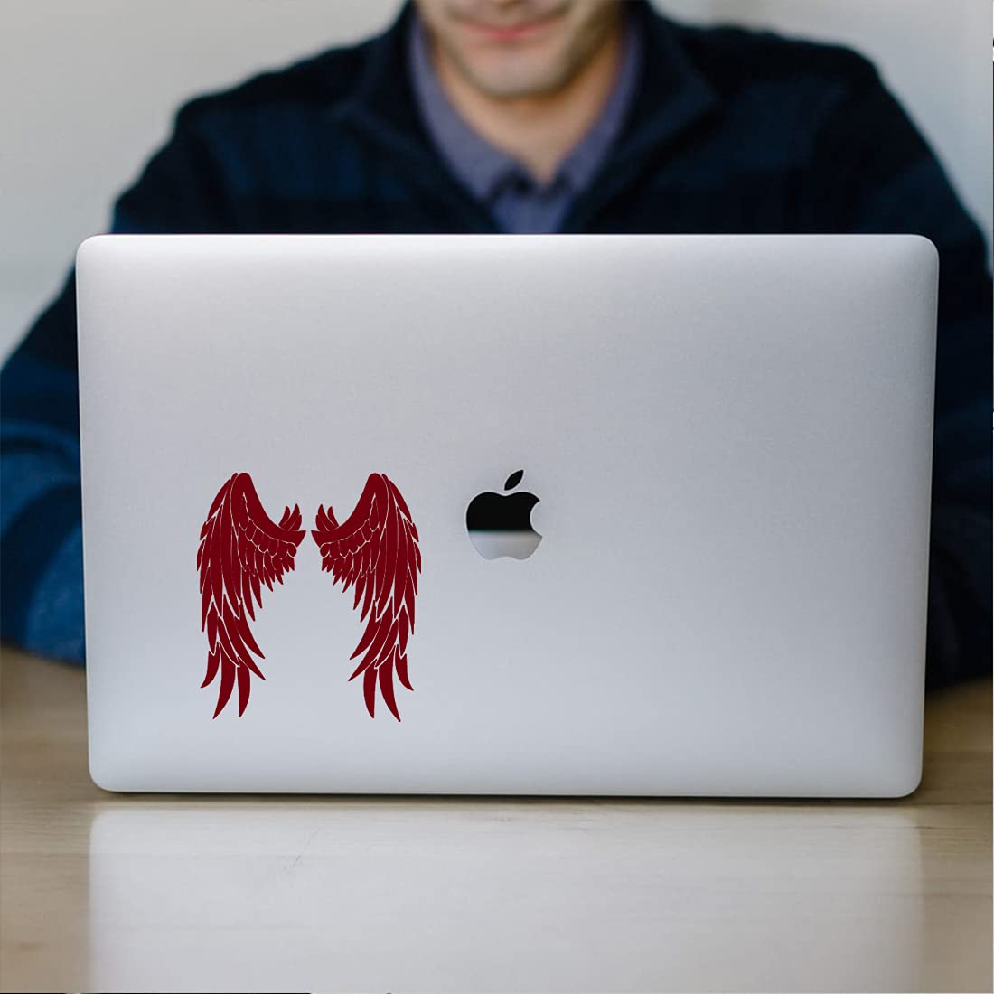 Saint Wings Lovely 1 (Burgundy) Set of 2 - Premium Waterproof Vinyl Decal Stickers for Laptop, Phone, Helmet, Car Window, Bumper, Mug, Cup, Door & Wall - Perfect for Personalizing Devices, Home Decor and Gift Giving