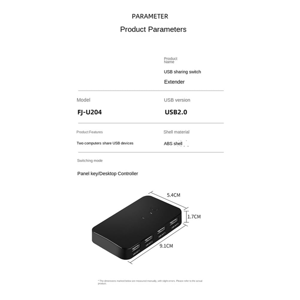 Axaooqeld 4-Port USB KVM Switch Hub - 2 Input 4 Output USB 2.0 Adapter for Laptop, Printer, Keyboard, Mouse & Monitor - Perfect for Home Office & Multi-Device Workspace Setup