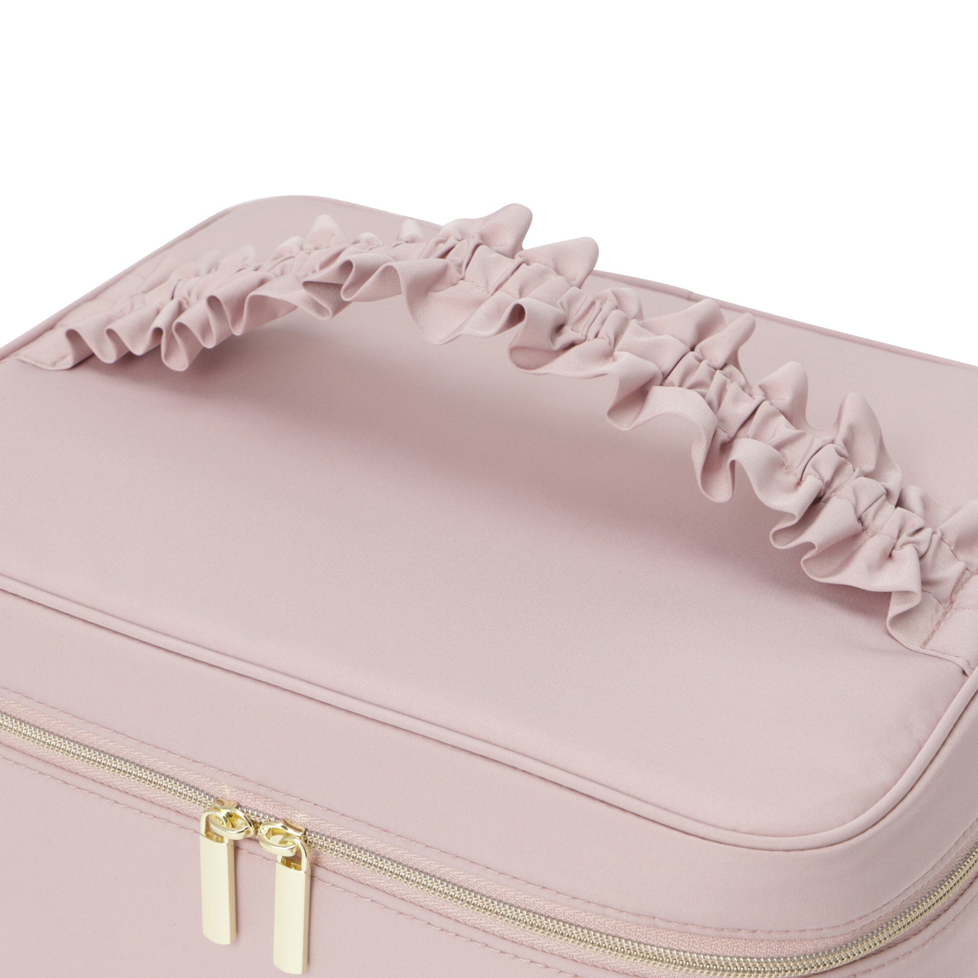 Frill Vanity Pouch - Small Cosmetic Bag for Makeup & Travel - Pink Organizer for Toiletries, Jewelry & Essentials - Perfect for Girls, Women & Bridal Shower Gifts