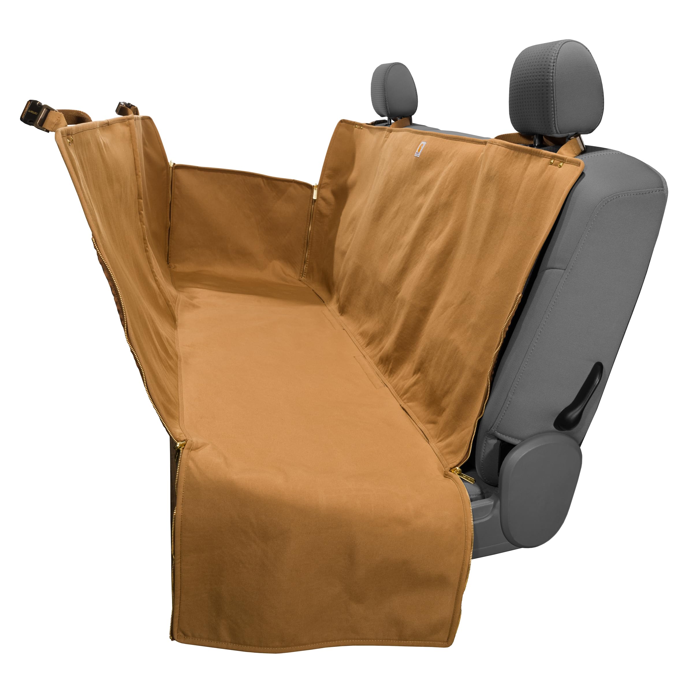 Carhartt Universal Fitted Nylon Duck Pet Hammock Car Seat Protector for Dogs - Durable Back Seat Cover in Carhartt Brown | Perfect for Road Trips & Pet Travel Protection