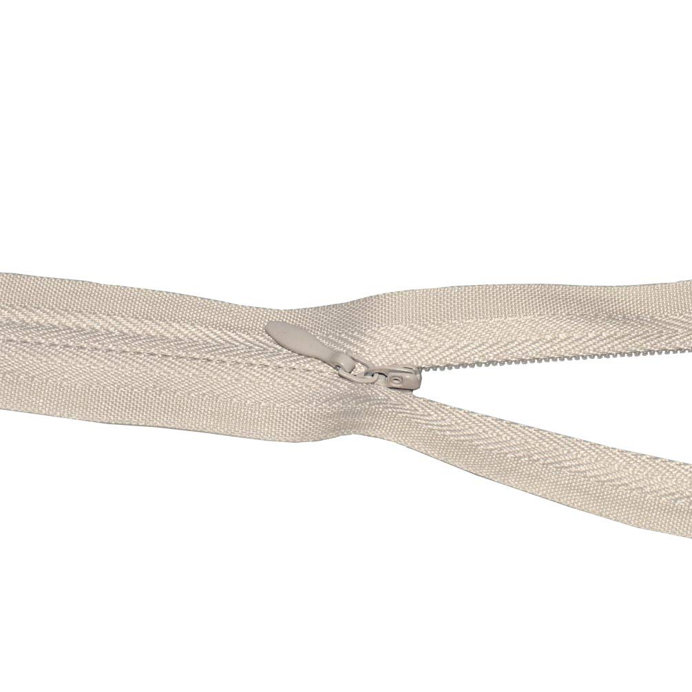 CONSANTO 20 Pack 18-Inch Beige Invisible Nylon Coil Zippers for Sewing, Tailoring & DIY Crafts - Perfect for Dresses, Skirts, Bags & Home Decor Projects