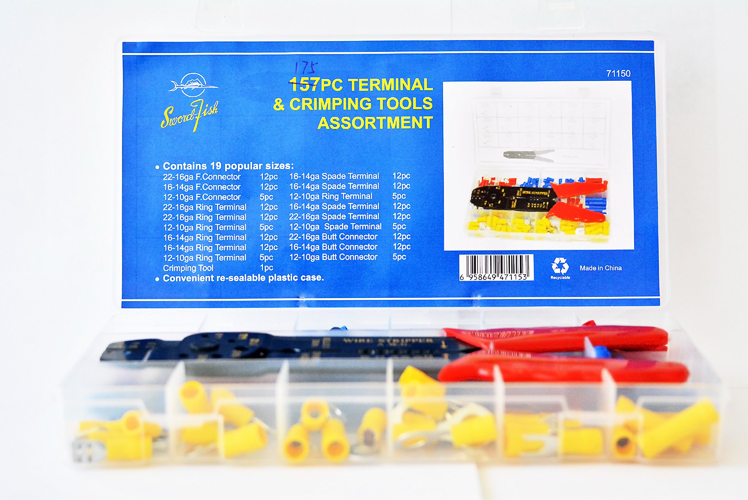 Swordfish 71150-157pc Terminal & Crimping Tools Kit - Professional Electrical Connector Crimper Set for Automotive, Marine & DIY Wiring Projects