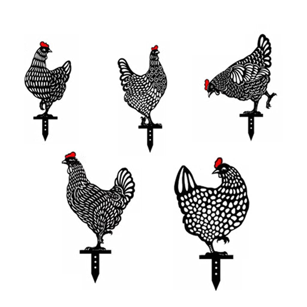 5pcs Acrylic Chicken Silhouette Decor - Durable Outdoor Yard Art & Garden Decoration for Patio, Farmhouse, and Countryside Style | Perfect for Backyard, Lawn, and Poultry Themed Landscaping