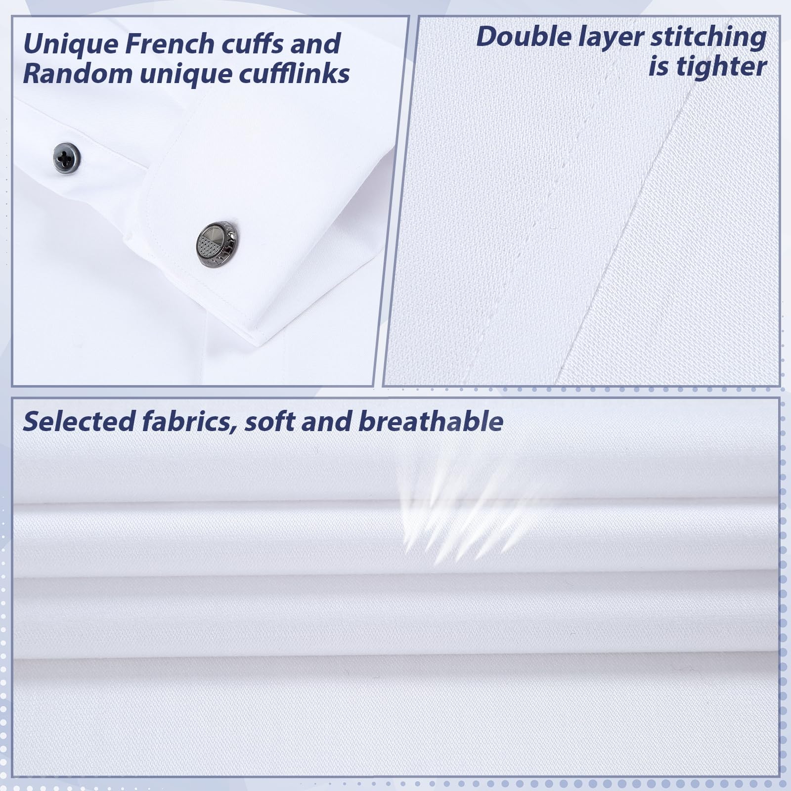 Premium Slim Fit French Cuff Dress Shirt for Men | Spread Collar Formal Shirt with Metal Cufflinks | Perfect for Business Meetings, Weddings & Special Occasions