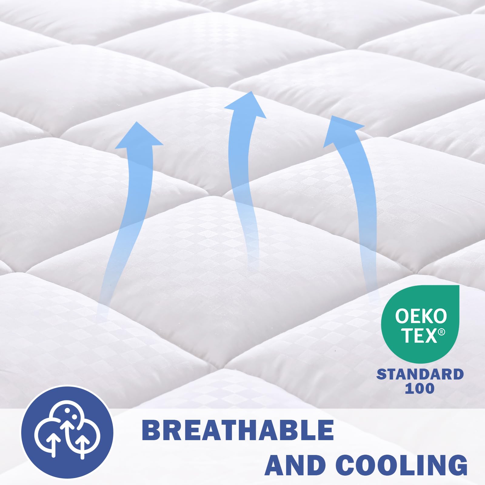 Olanly Queen Size Quilted Fitted Mattress Pad - Cooling Soft Mattress Topper with Deep Pocket (Fits up to 21