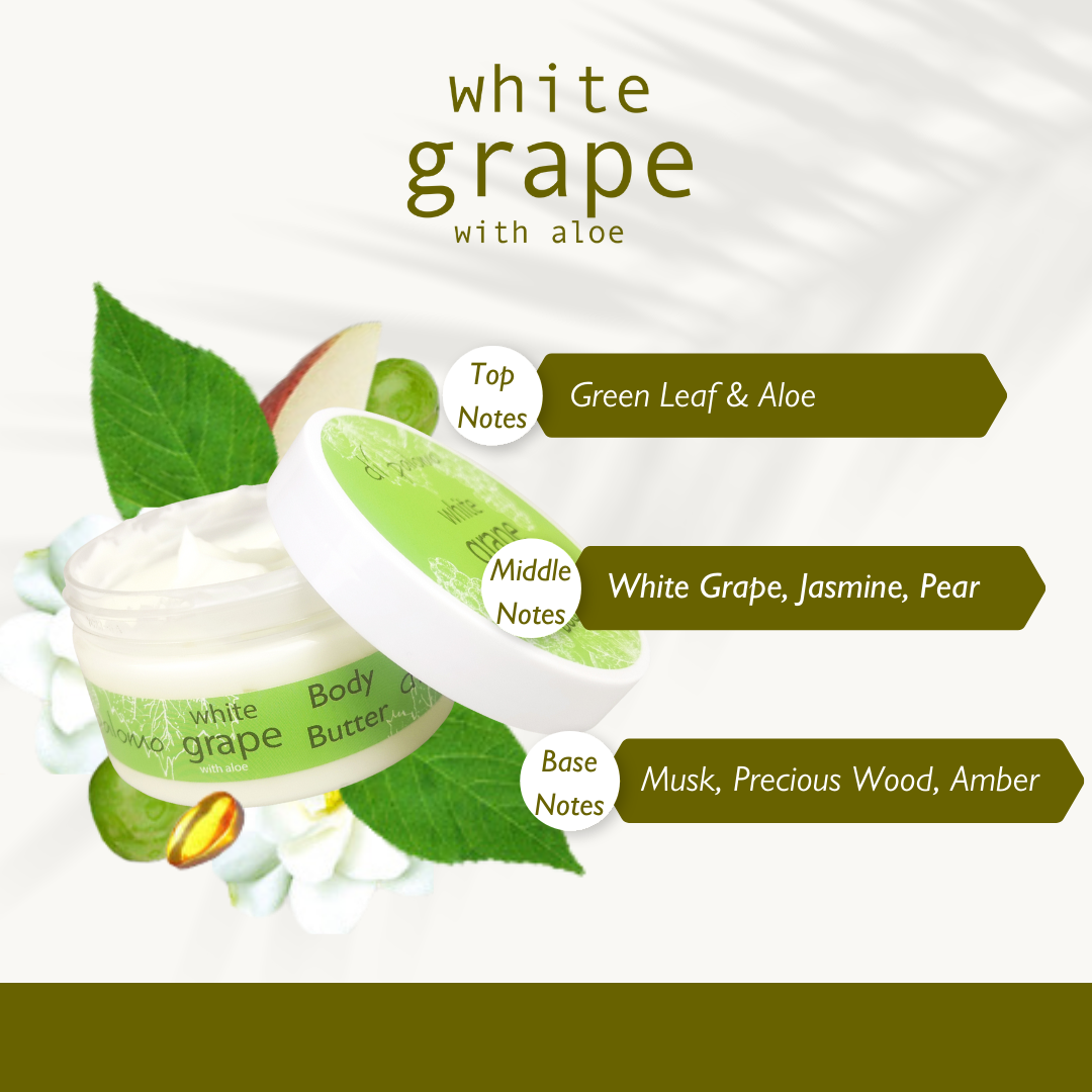 Di Palomo White Grape Body Butter - 6.7oz Moisturizing Cream for Dry Skin | Hydrating & Nourishing Hand & Body Lotion | Perfect for Daily Use, Spa Days & Gift Giving