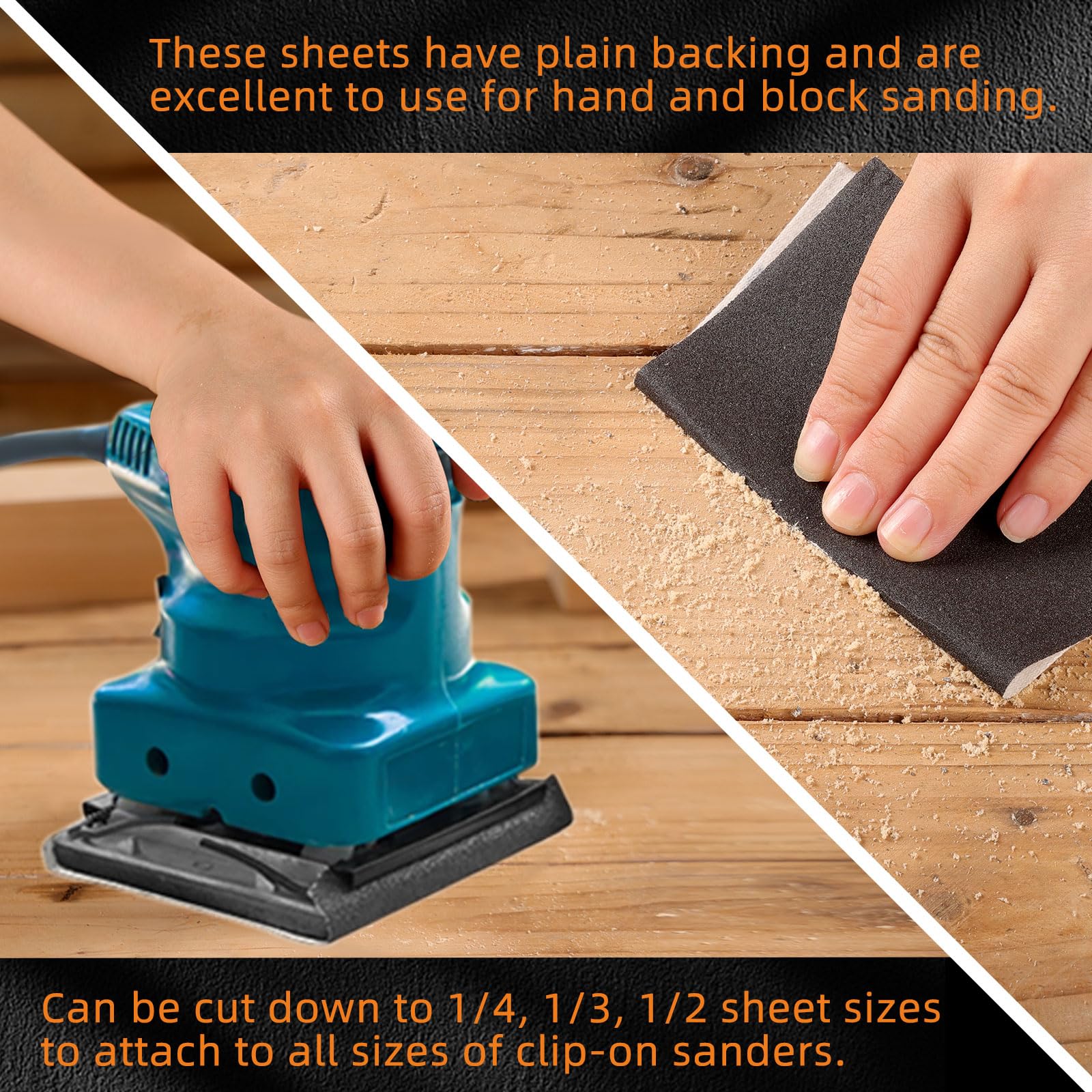 1/4 Sheet Sandpaper 180 Grit - 30PCS Hook & Loop or Clip-on Sander Sheets - High Performance Waterproof Silicon Carbide Sanding Discs 5.5