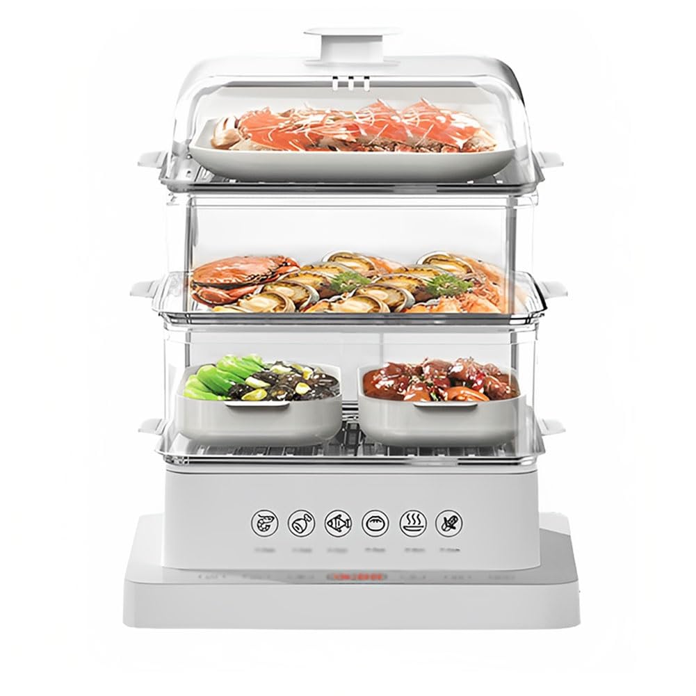 Electric Food Steamer with Timer - Multifunctional Steamer for Healthy Cooking Vegetables, Meat & Fish - Auto Shut-Off & Keep Warm Function - Perfect for Meal Prep, Baby Food & Healthy Eating