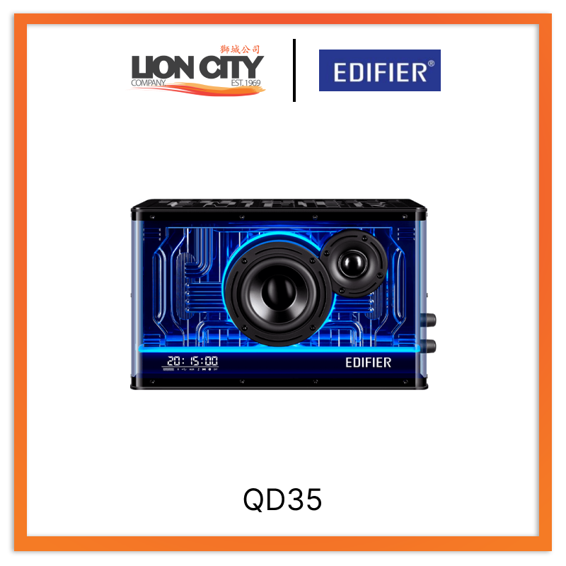 Edifier QD35 Black Bluetooth Speaker with RGB Lights - Premium Tabletop Sound System for Home, Office, and Gaming Setup