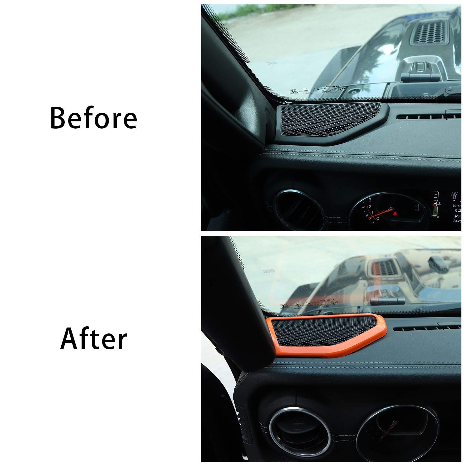 **Voodonala ABS 4-Piece Orange Speaker Audio Trim & A Pillar Trim Compatible with 2018-2023+ Jeep Wrangler JL JLU & Gladiator JT - Interior Accessories for Enhanced Sound & Style**    *(Perfect for Off-Road Adventures, Car Audio Upgrades, and Custom Jeep Interior Styling)*