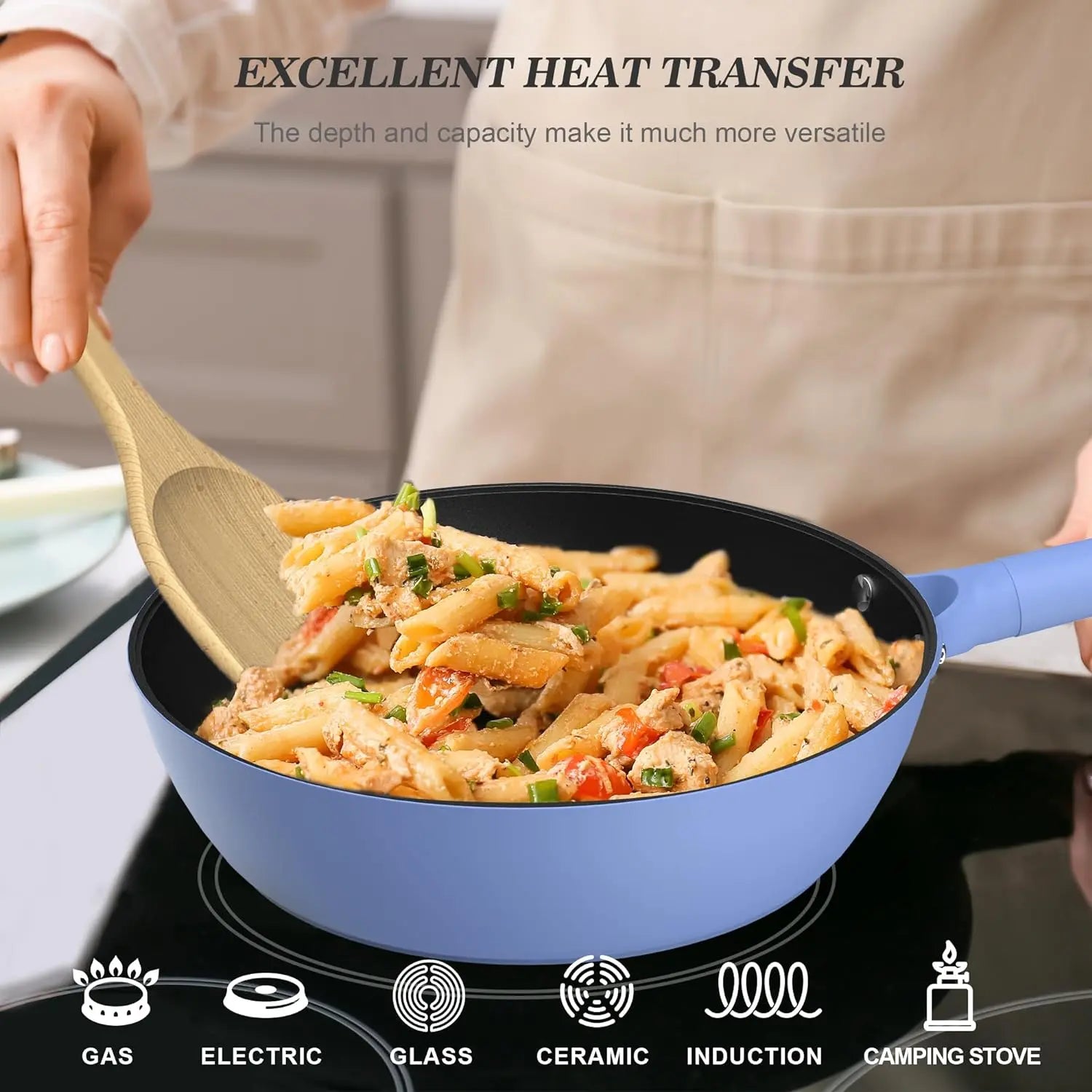 Non-Stick Deep Frying Pan with Comfortable Handle - 10 Inch Skillet for Healthy Cooking, Perfect for Frying, Sautéing & Stir-Frying at Home Kitchen