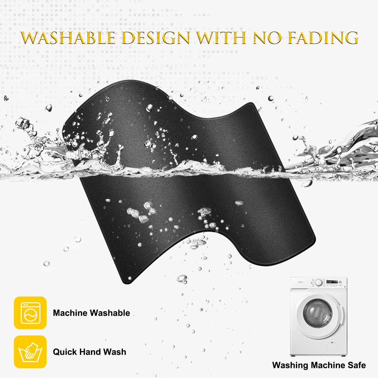 JIKIOU 3-Pack Non-Slip Mouse Pad Set with Stitched Edges - 10.2x8.3x0.12 Inch Black Washable Mouse Pads for Computer & Laptop - Perfect for Office, Gaming & Home Workspace Use