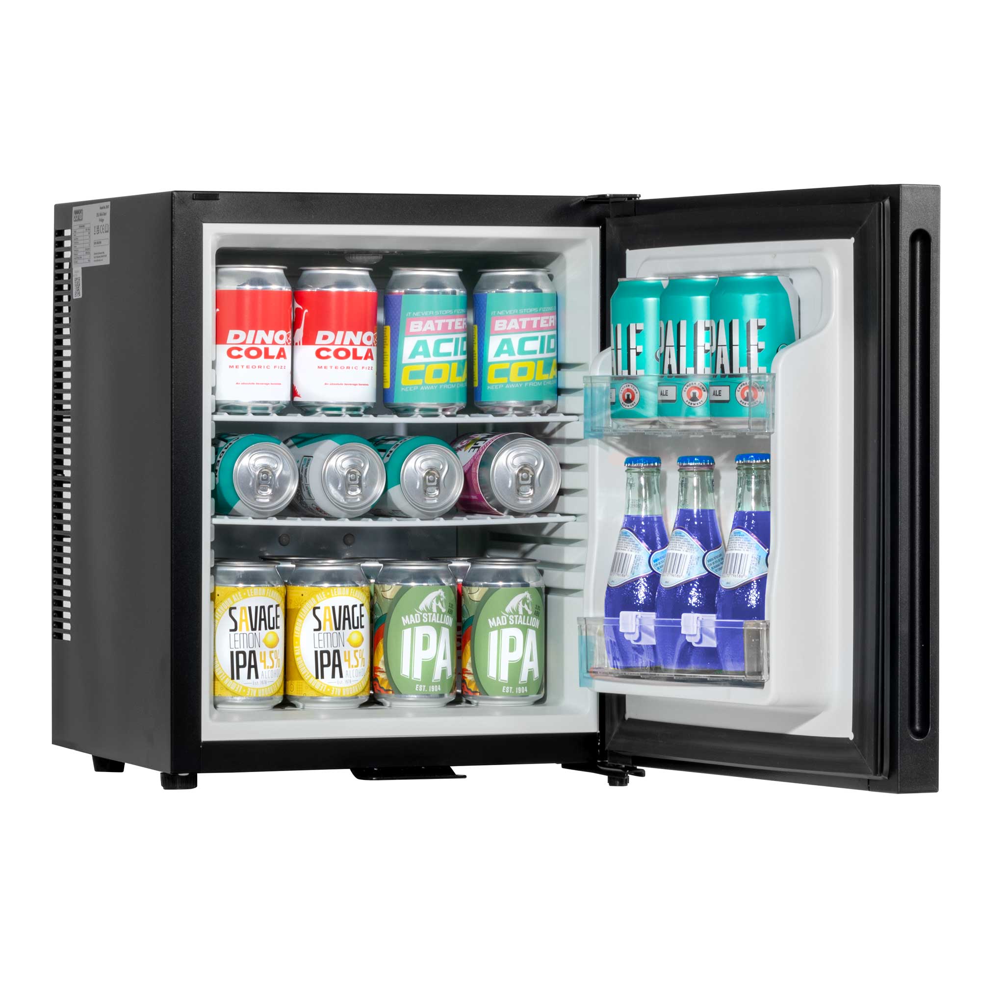 Baridi 25L Ultra Quiet Mini Fridge for Drinks & Wine with LED Light - Compact Beverage Cooler for Home, Office, Dorm, or Bar - Energy Efficient & Silent Cooling (Black, Model DH57)