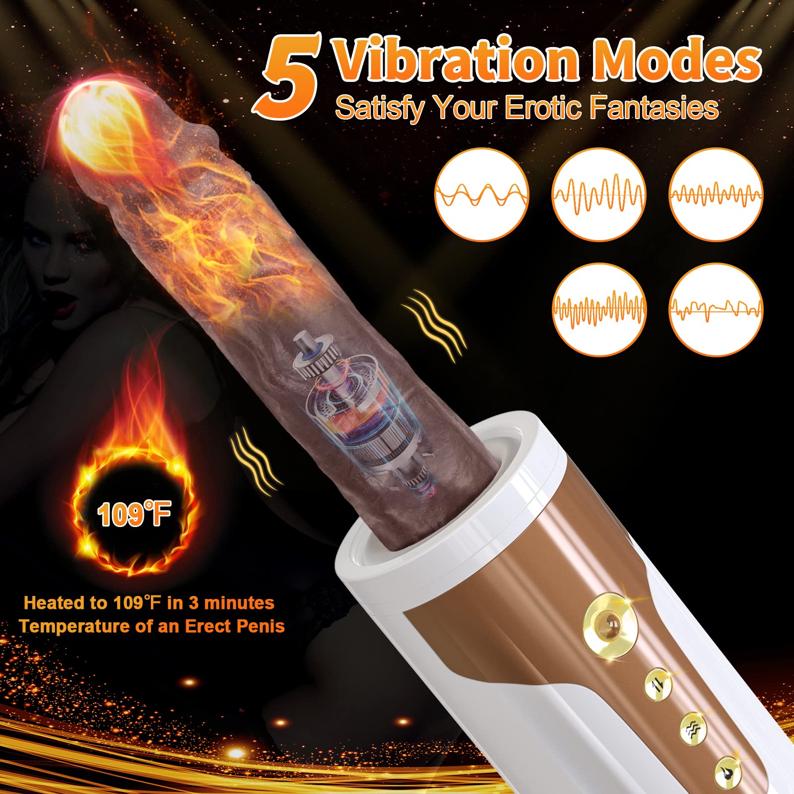 Automatic Thrusting Sex Machine for Women & Men - Remote Control Dildo with Strong Suction Cup, Hands-Free Adult Toy for Couples Pleasure | Bedroom Use, BDSM Play, Solo & Partner Intimacy (Black)
