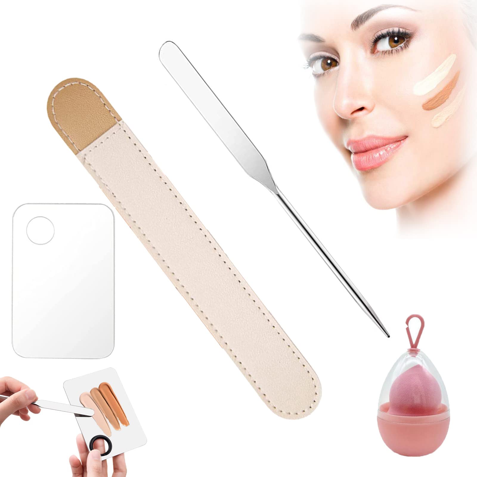 **Professional Picasso Makeup Spatula Set - Stainless Steel Korean Beauty Tool for Makeup Artists & DIY Skincare - Perfect for Foundation, Creams & Palette Mixing (1 Set, Silver)**