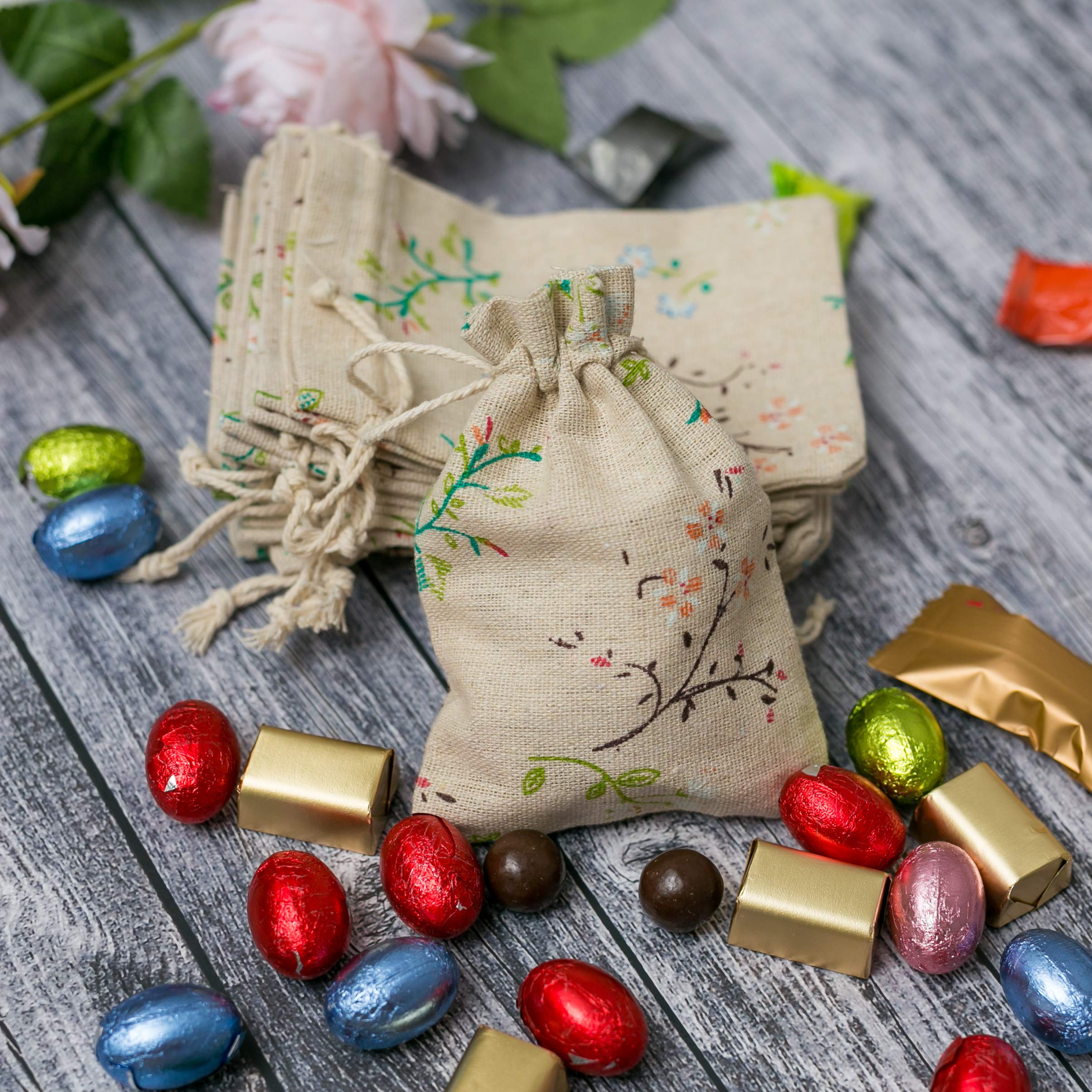 24-Pack Natural Burlap Drawstring Gift Bags - 5.5