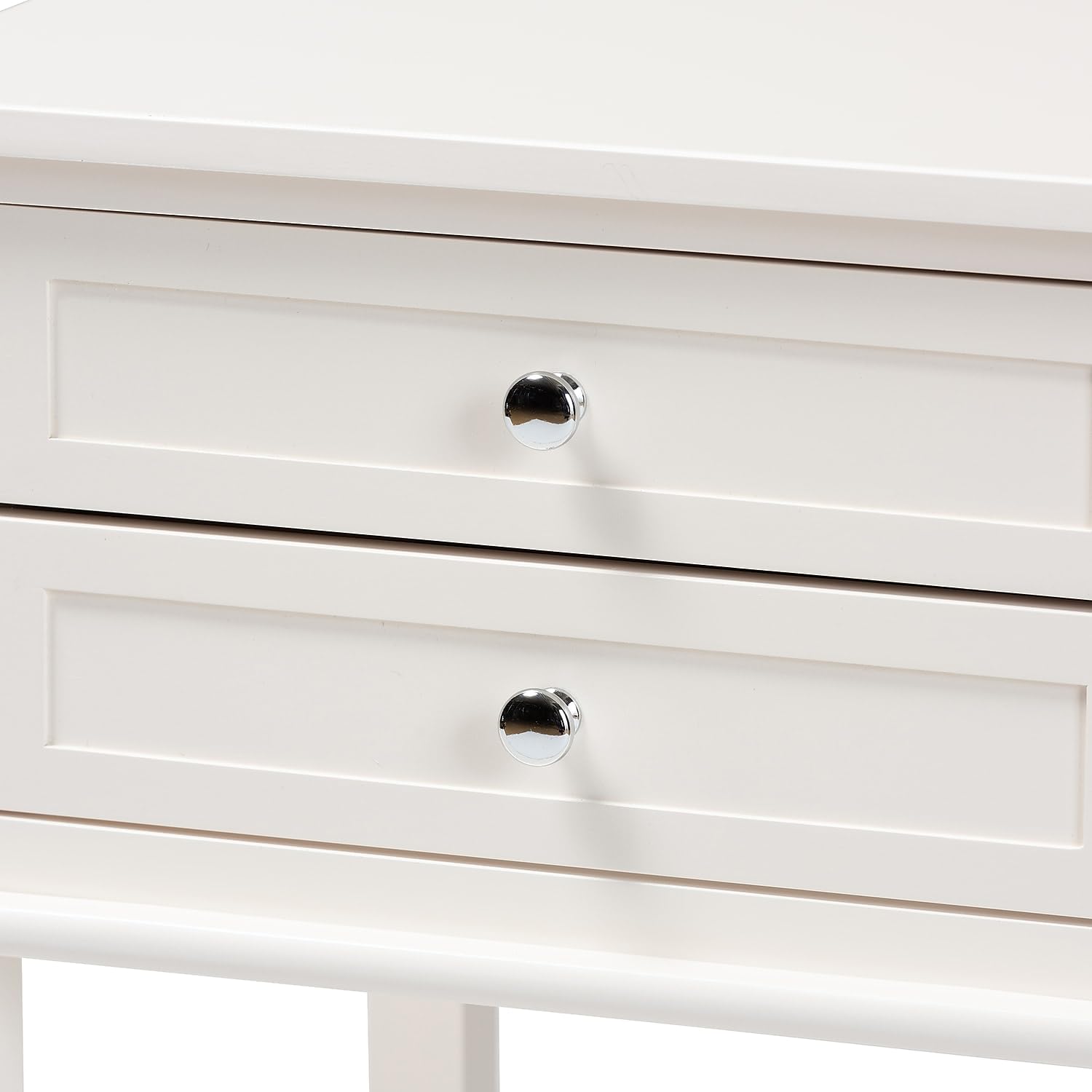 Baxton Studio Willow Modern Transitional White Finished 2-Drawer Wood Nightstand - Stylish Bedside Table for Bedroom Decor & Storage