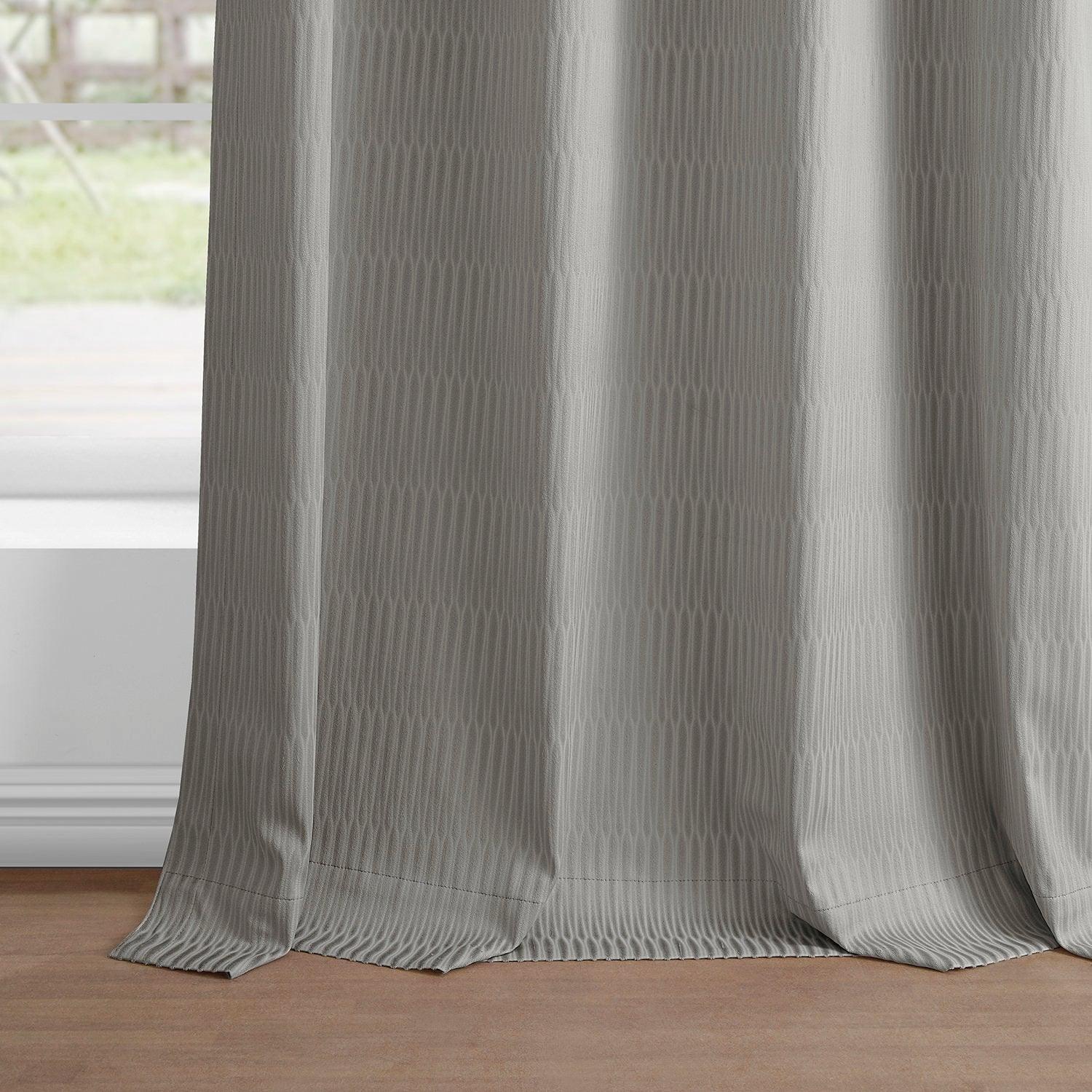 Pewter Abstract Grommet Blackout Curtains - Embossed Velvet Window Drapes for Living Room & Bedroom | Noise Reducing & Room Darkening Window Treatments for Home Decor