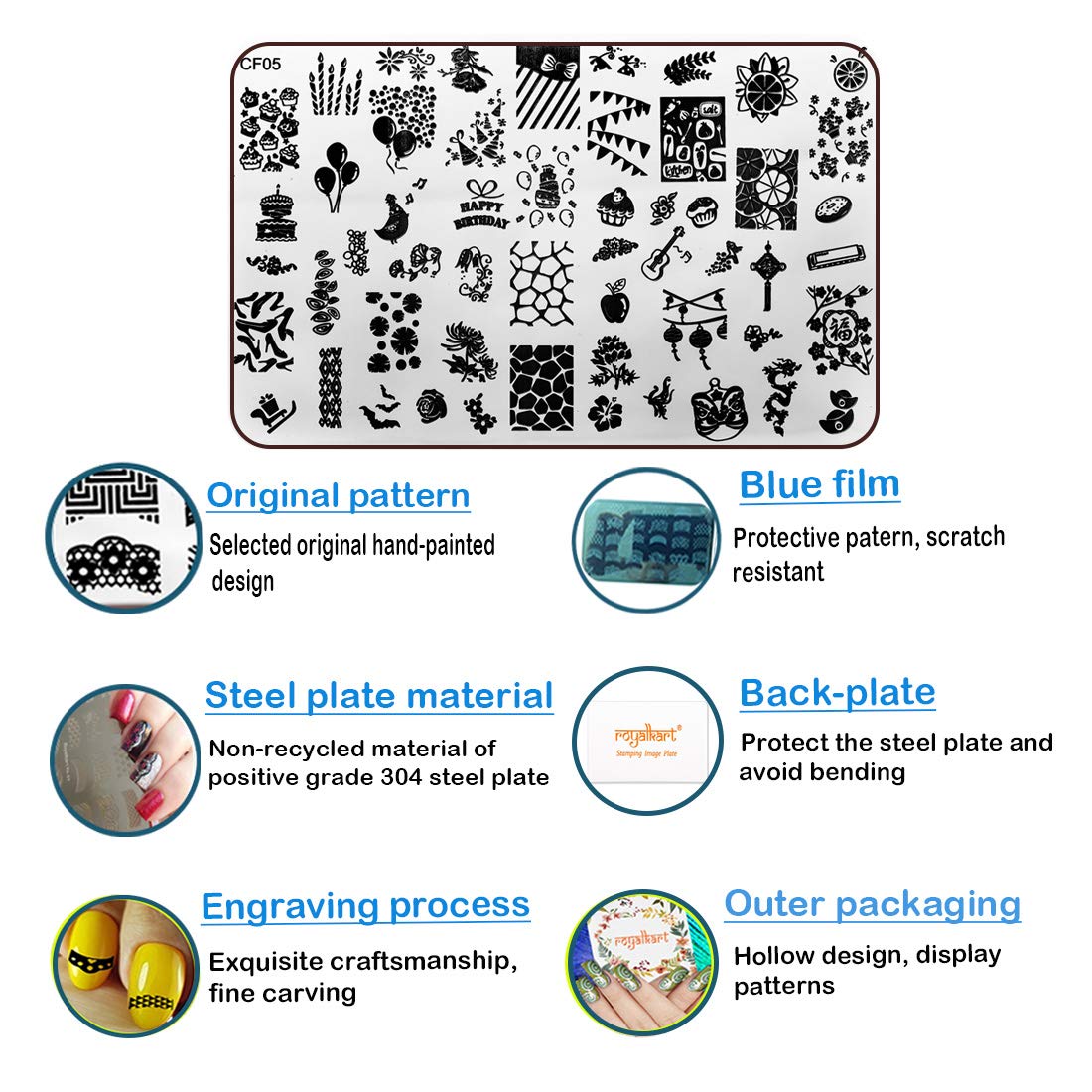 RoyalKart Professional Nail Art Stamping Kit with Stamper & Dotting Tools - DIY Manicure Set for Salon-Quality Nail Designs (CF05) - Perfect for Home Nail Art, Salon Professionals & Gift Giving