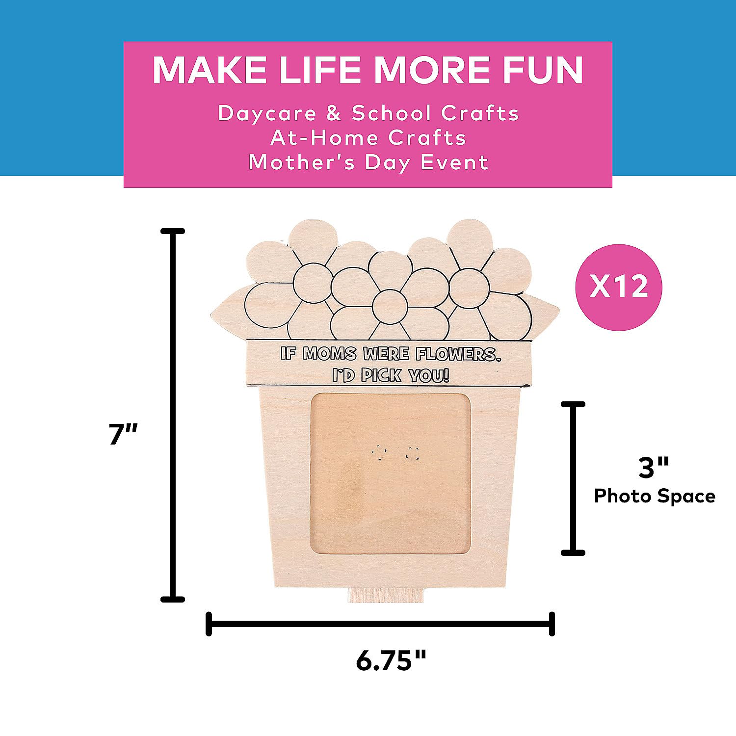 DIY Wooden Mother's Day Picture Frame Kit - 12 Pack Craft Set for Kids to Paint & Personalize - Creative Gift Idea for Mom's Birthday, Valentine's Day & Christmas Decorations