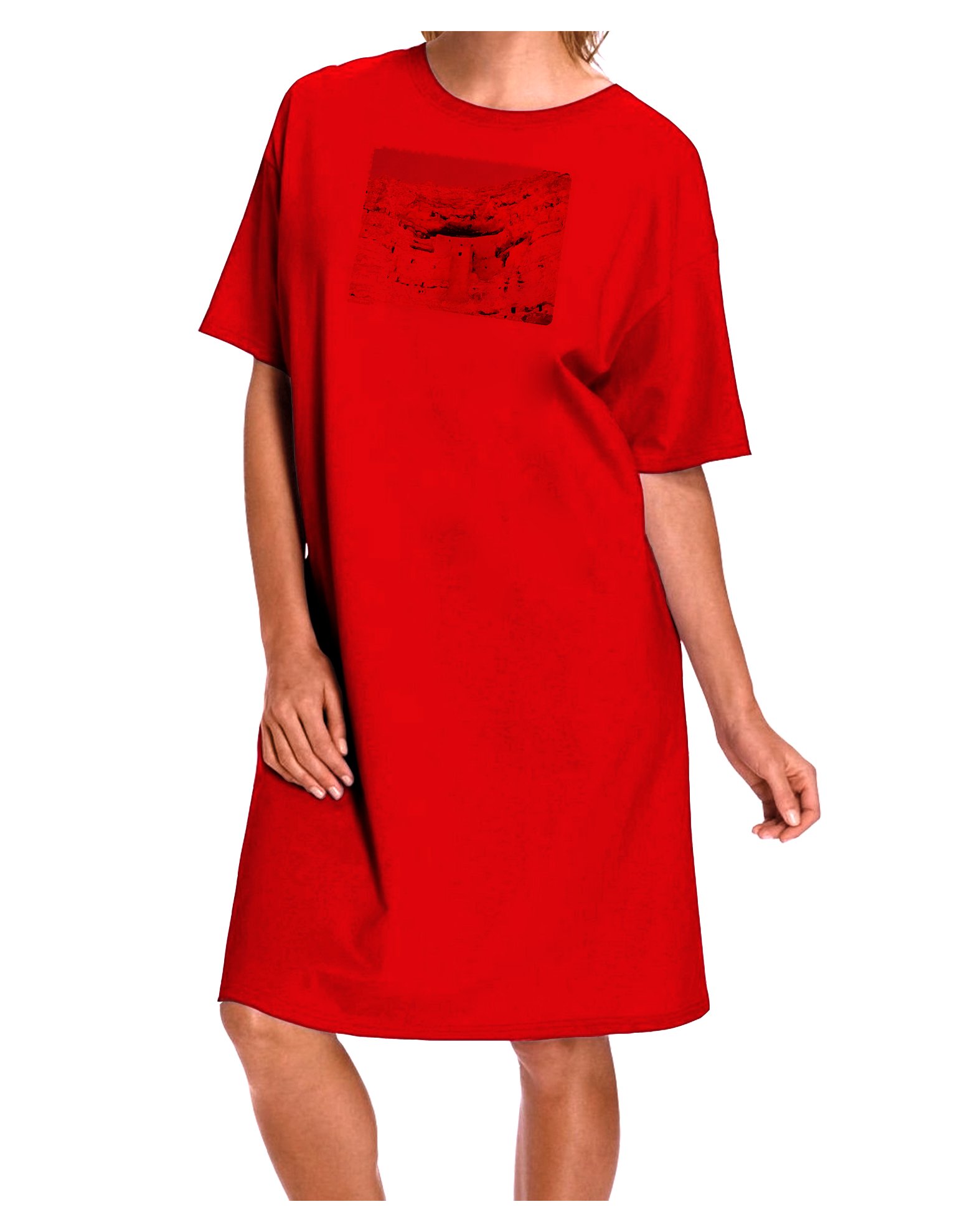 TooLoud Montezuma Castle Watercolor Print Women's Short Sleeve Nightshirt Dress - Soft Sleepwear & Lounge Wear for Comfortable Nights at Home
