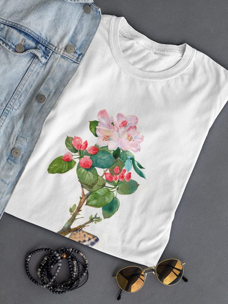 Women's Apple Tree Branch with Butterfly Graphic Tee - Casual Summer T-Shirt for Outdoors, Picnics & Nature Lovers