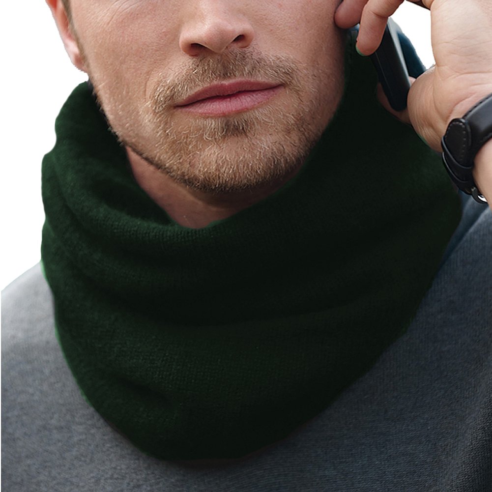 Parisbonbon Men's 100% Cashmere Neck Warmer Scarf - Soft & Warm Winter Accessory in Hunter Green (One Size) - Perfect for Outdoor Activities, Skiing & Cold Weather Fashion
