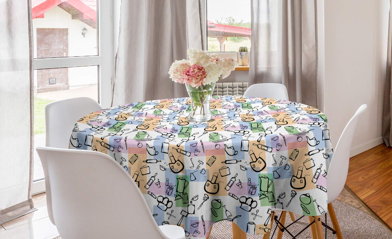 Ambesonne Abstract Round Tablecloth 60