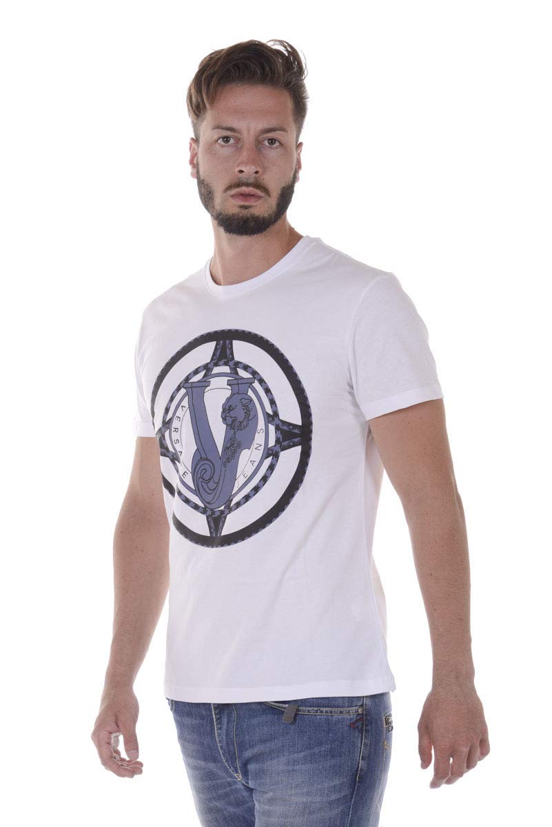 Versace Jeans Couture Men's T-Shirt & Sweatshirt - B3GQA780 Jersey Cotton Luna White - Size L - Casual Wear & Street Style Fashion