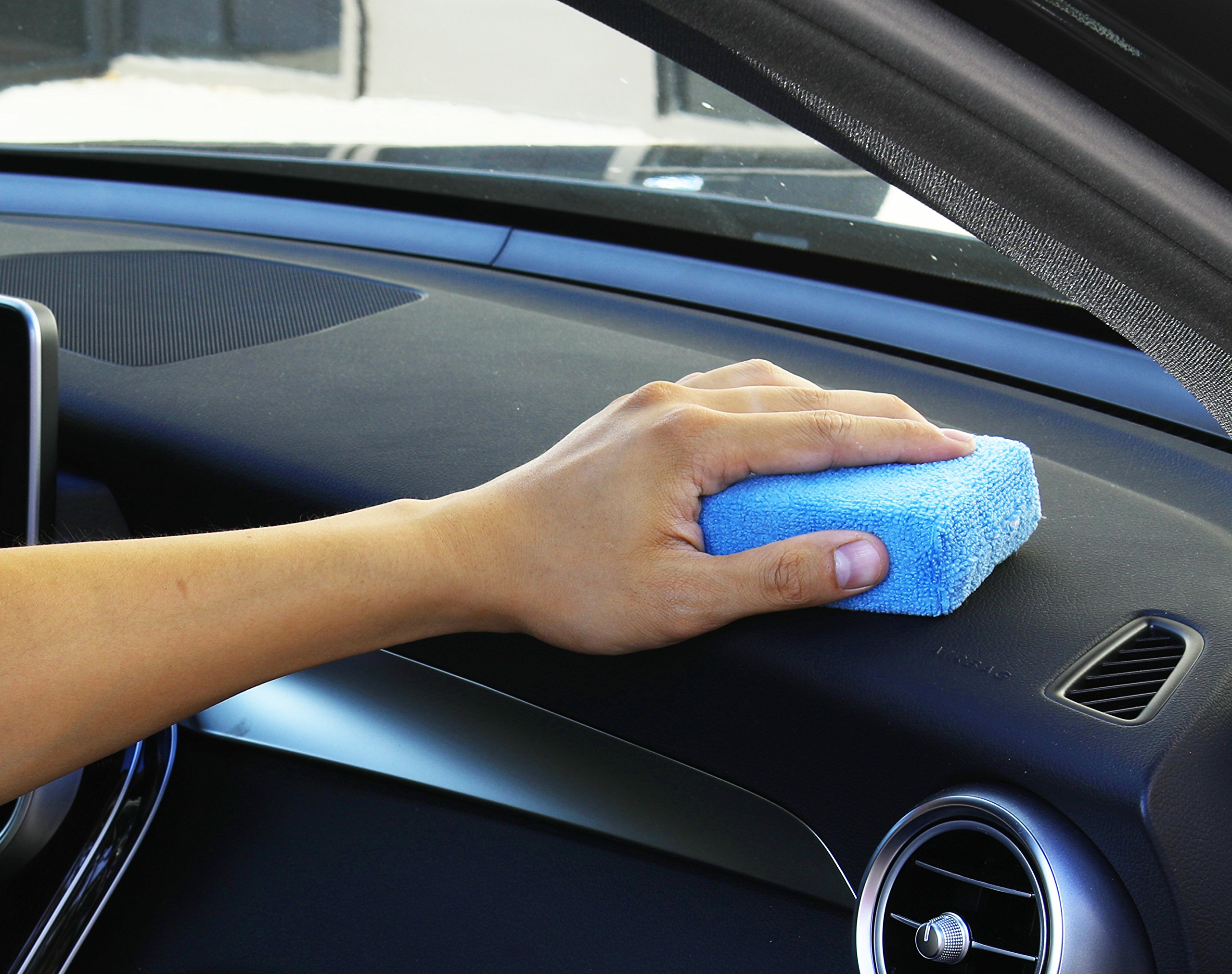 Premium Microfiber Ultra-Soft Applicator Foam Pads - 8 Pack (Blue) for Car Detailing, Makeup Removal & Surface Cleaning - Gentle Reusable Cleaning Sponges for Home & Auto Care