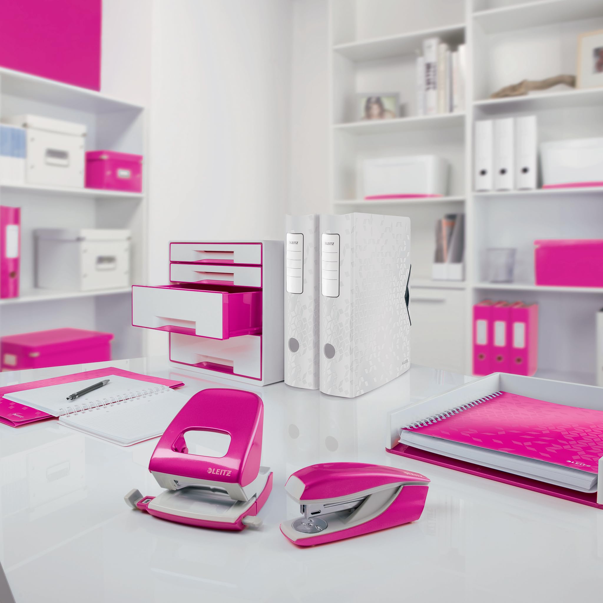 Leitz Wow A4 Polypropylene Document Folders with Elastic Band - Pink, Durable & Stylish for Office, School, and Home Organization