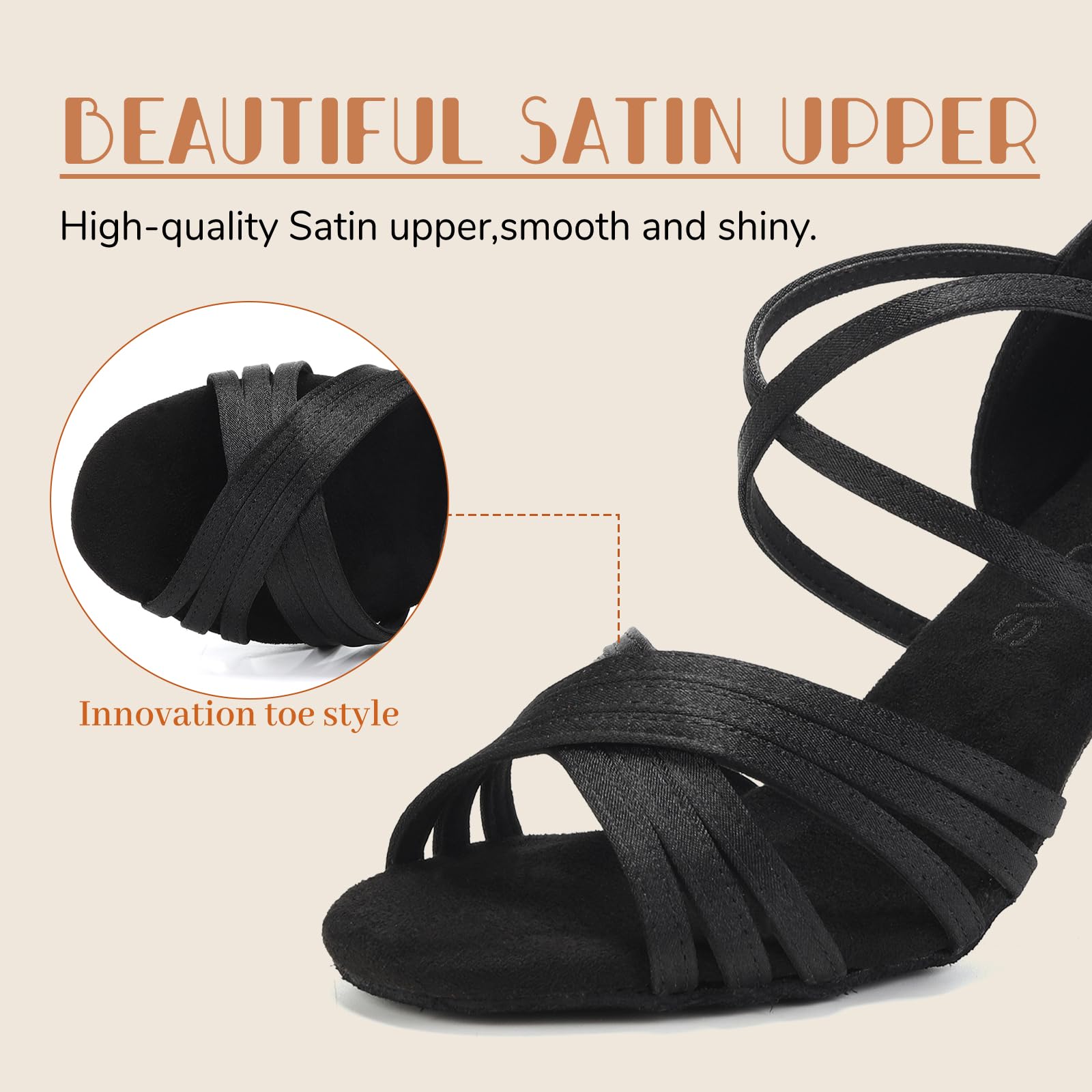 SWDZM Women's Professional Latin Dance Shoes Satin Ballroom Salsa Shoes for Practice & Performance, Perfect for Weddings, Parties, and Competitions