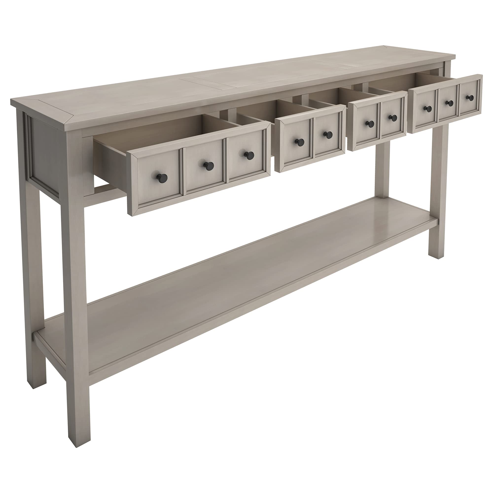 Rustic Entryway Console Table 60 Inch - Narrow Long Sofa Table with 2 Drawers & 1 Shelf, 2-Tier Wooden Hall Table for Living Room, Bedroom, Hallway - Gray Wash Finish | Perfect for Small Spaces & Home Decor