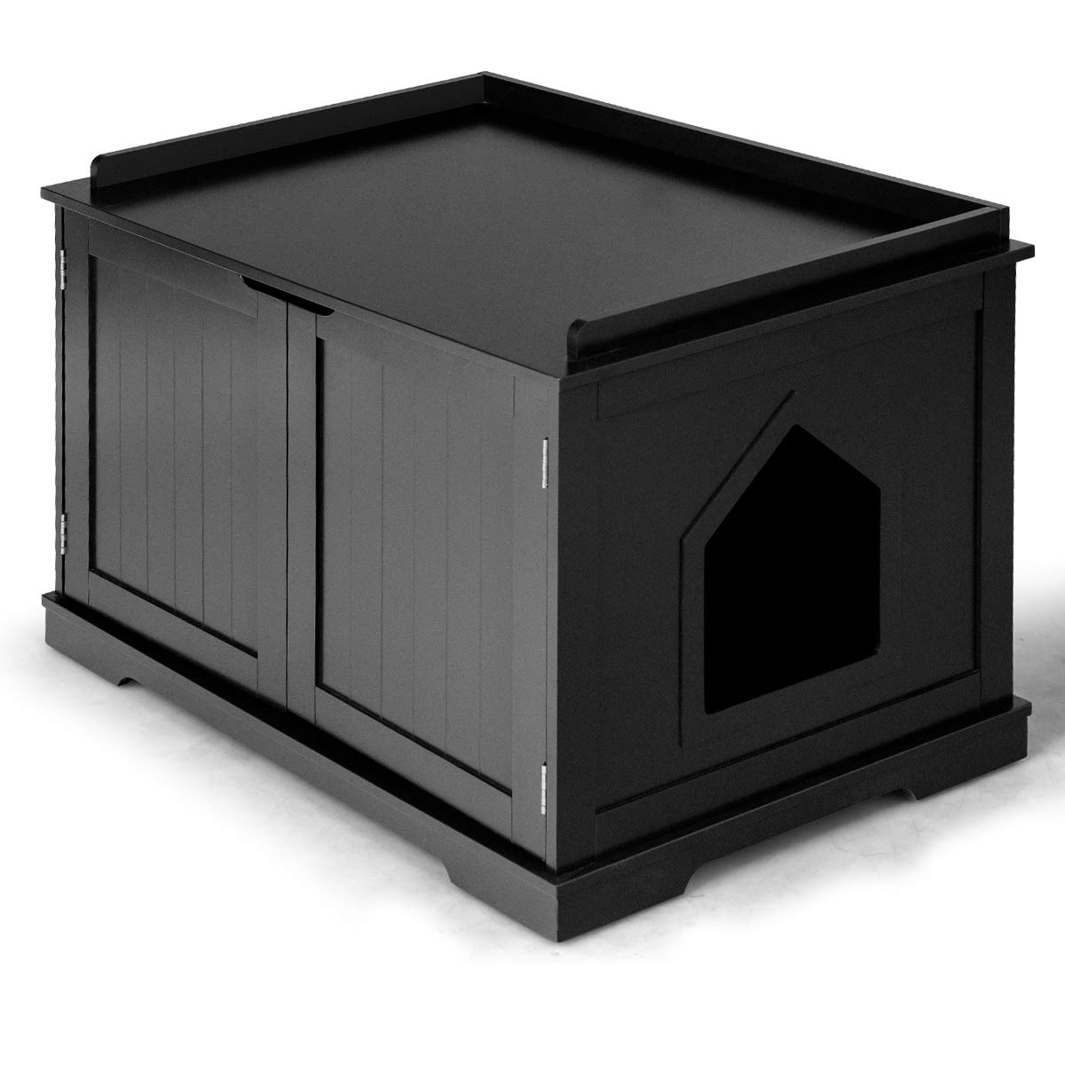 Wooden Cat Litter Box Enclosure - Hidden Litter Box Furniture with Door & Removable Divider, Cat Washroom Bench Cabinet for Home Decor | Perfect for Small Spaces & Multi-Cat Households