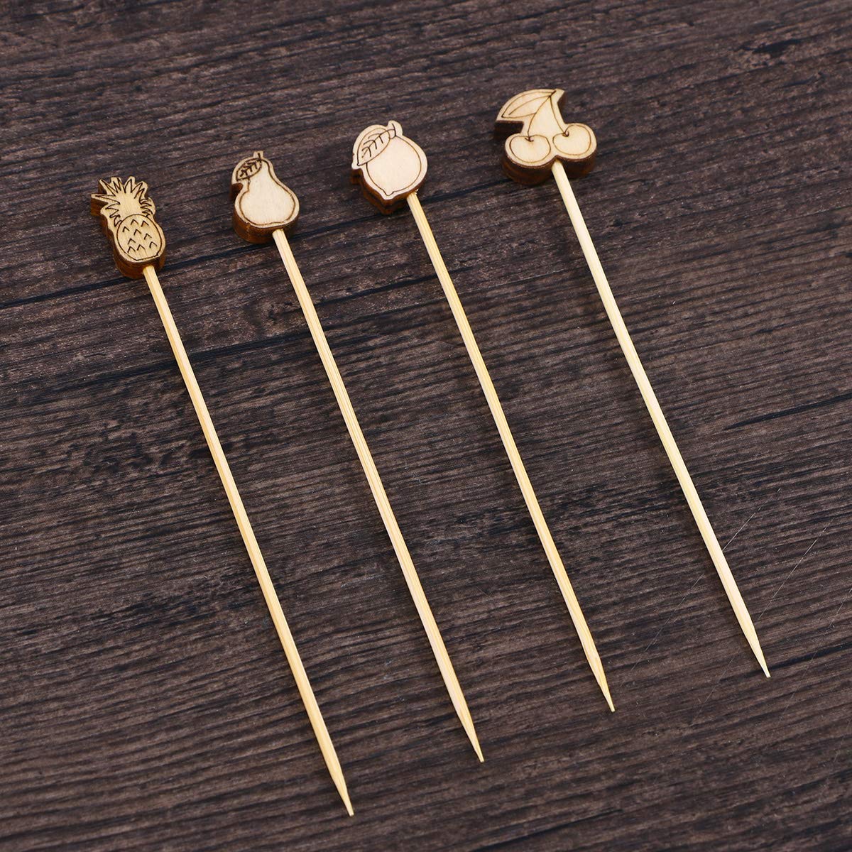 DOITOOL 100-Pack Disposable Wooden Dessert Forks - 12cm Assorted Fruit Picks for Cocktails, Appetizers, Party Supplies & Food Serving | Perfect for Weddings, BBQs, Picnics & Catering Events