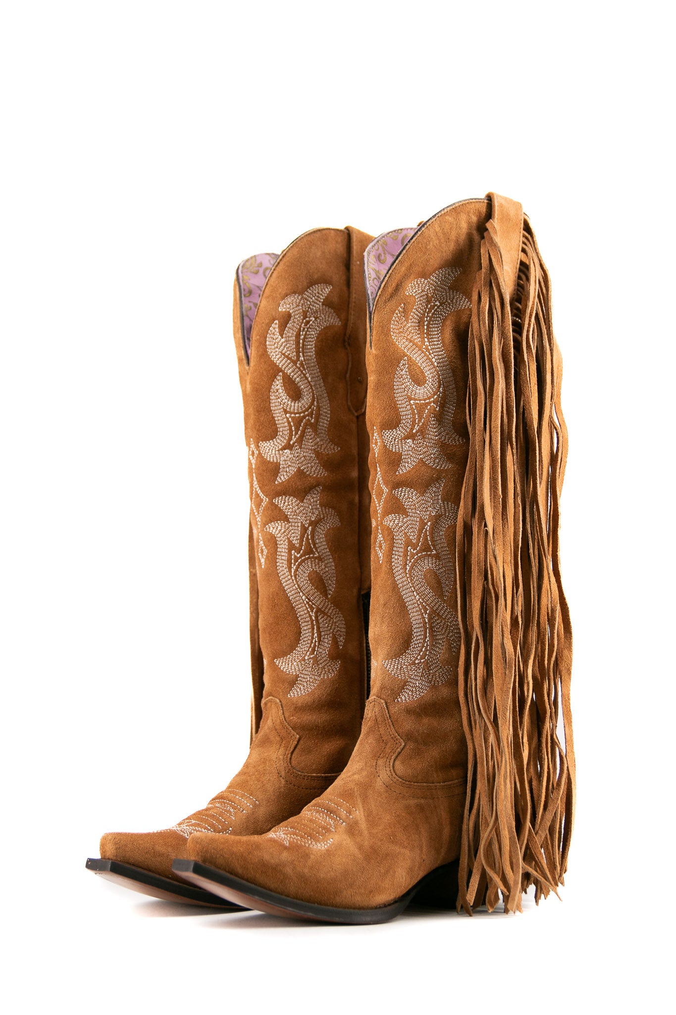 Maite Gamuza Tall Fringe Snip Toe Cowgirl Boots for Women - Western Riding & Country Fashion - Final Sale