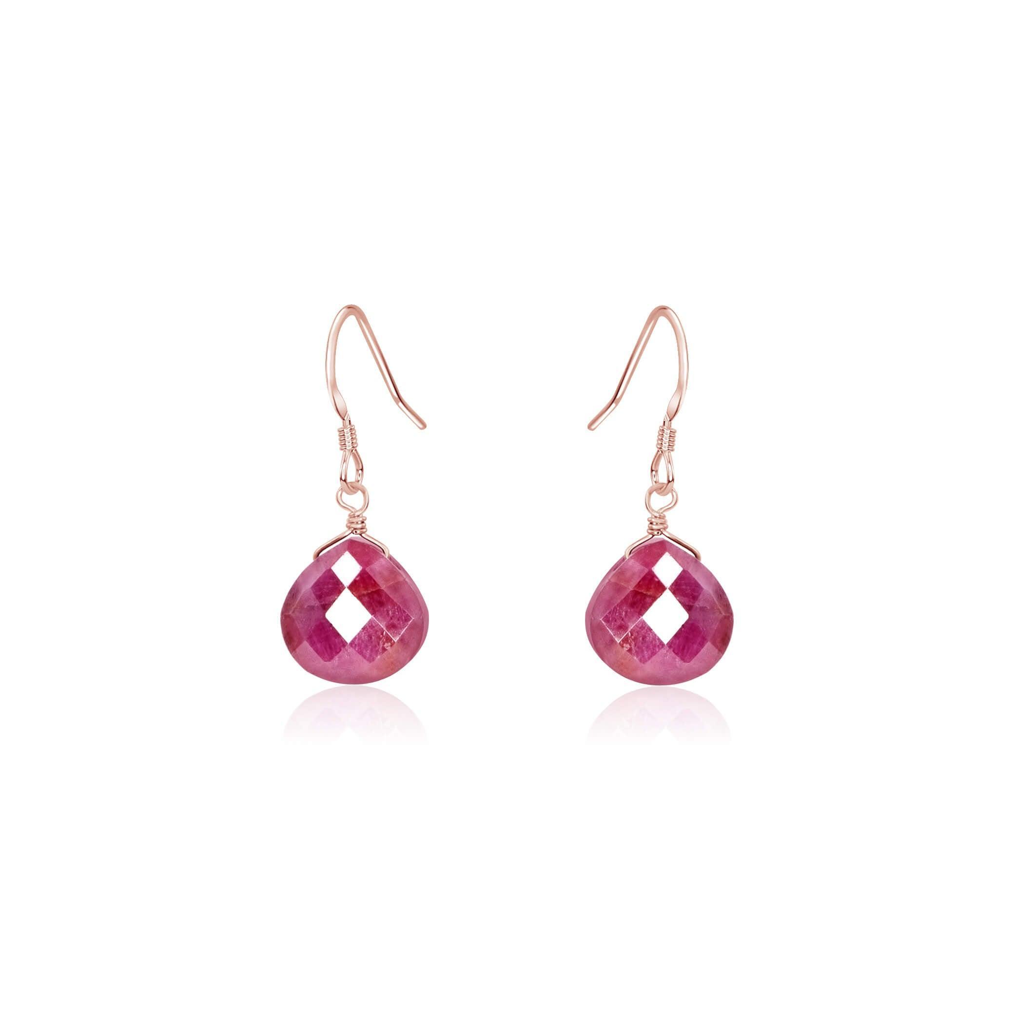 Ruby Gemstone Teardrop Dangle Earrings - Elegant Handmade Jewelry for Women | Perfect for Weddings, Parties & Special Occasions